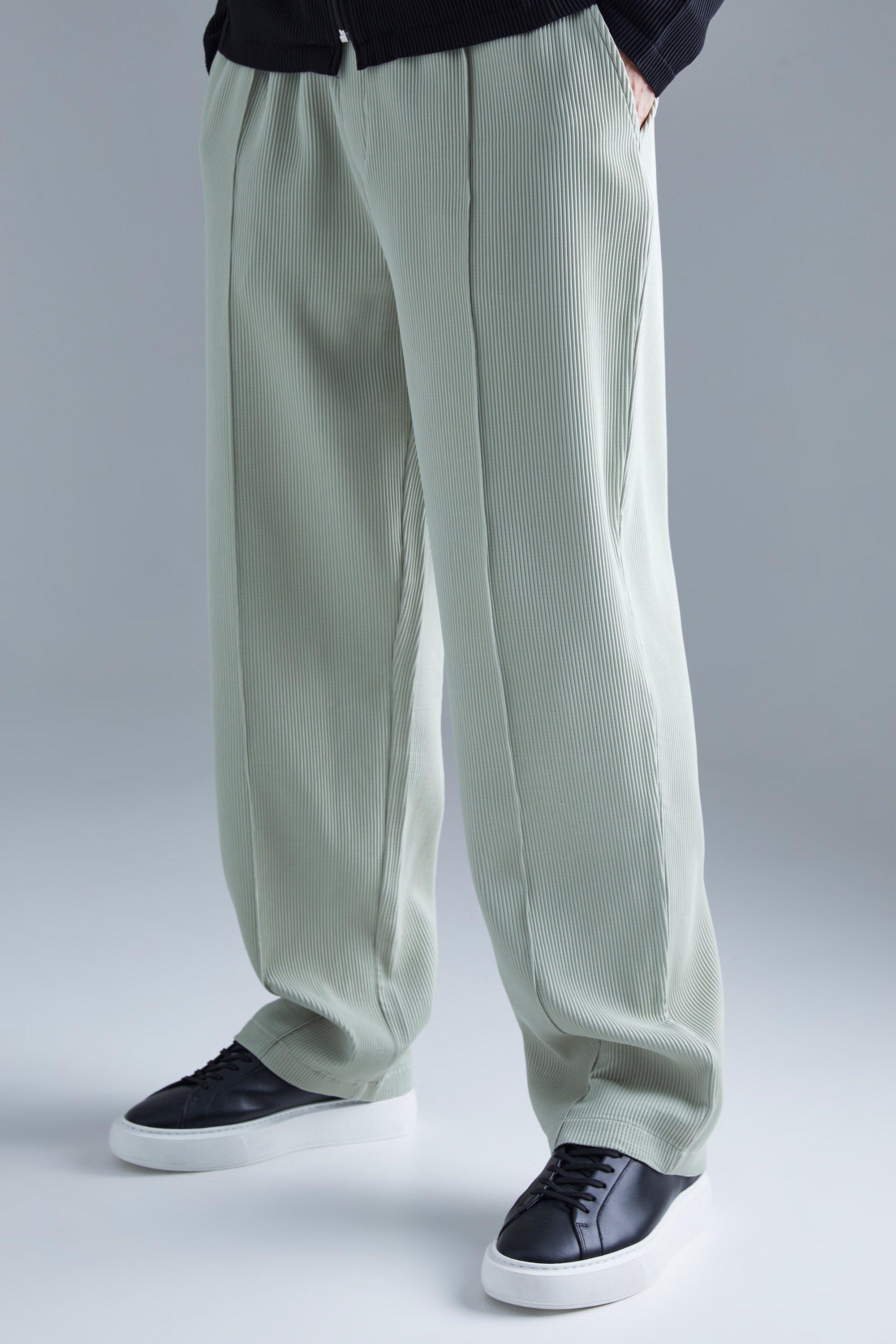 Elastic Waist Tapered Fit Pleated PU Trouser