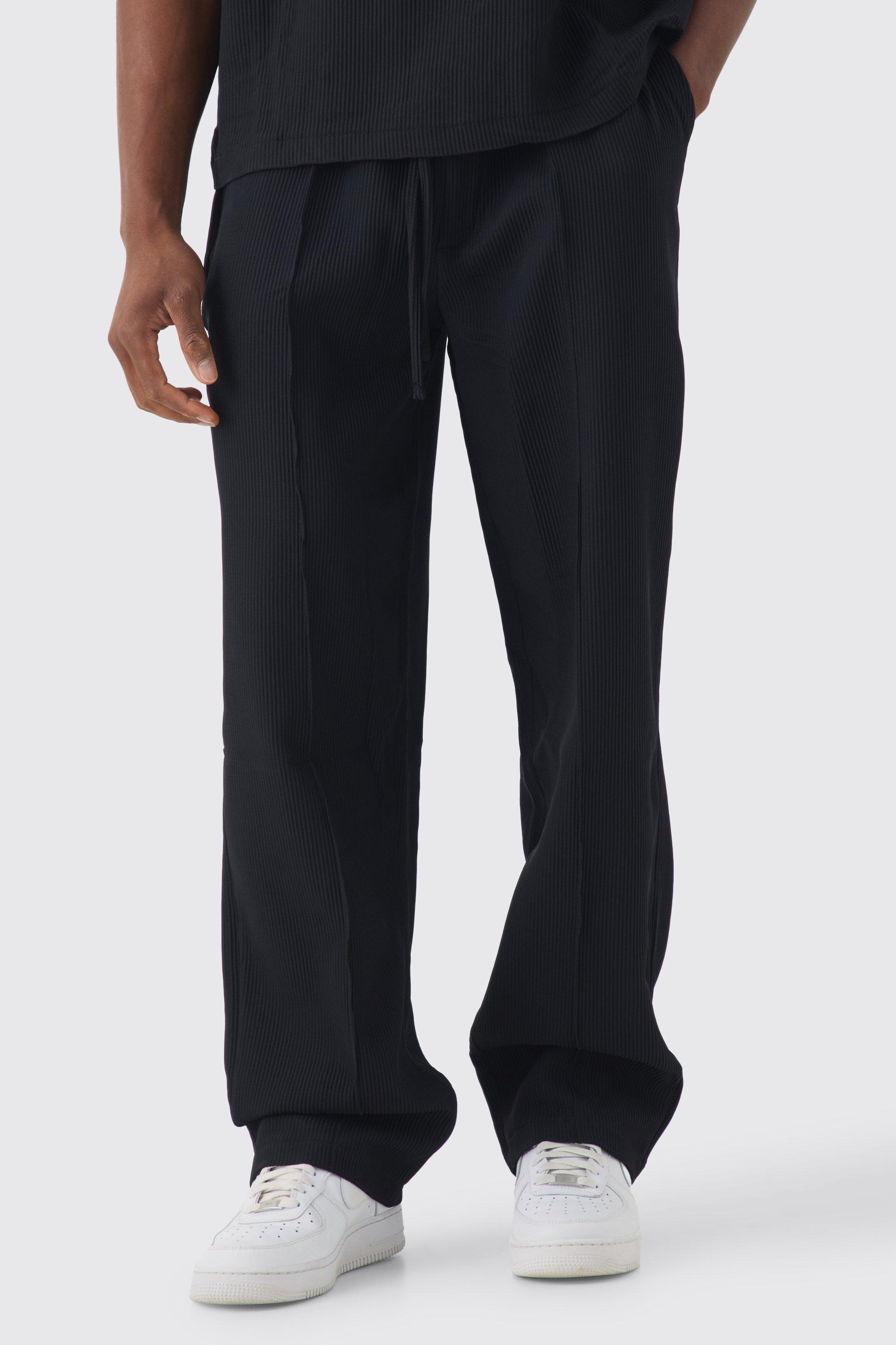 Men Pintuck Wide-Leg Joggers with Badge Detail