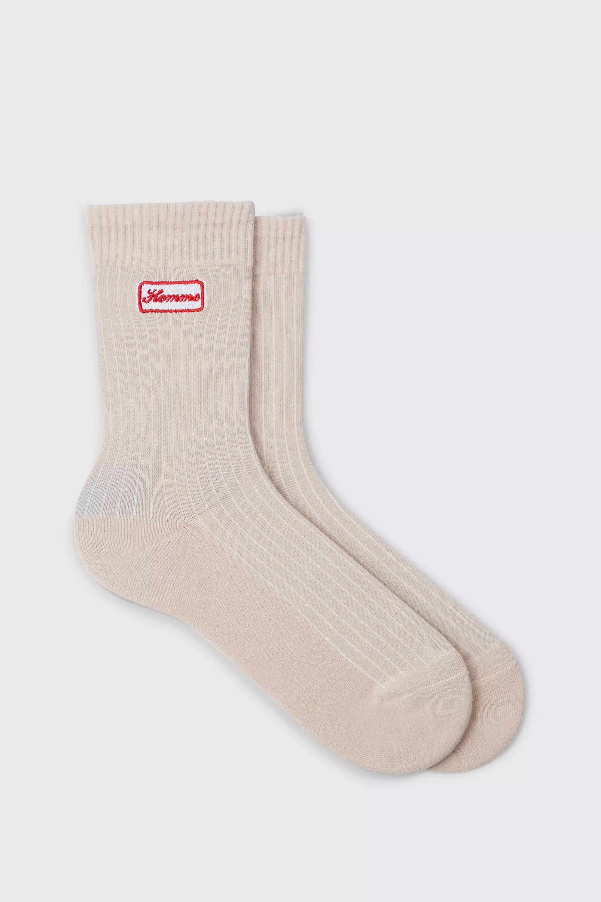 Homme Embroidered Socks Ecru