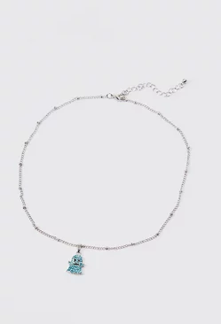 Iced Character Necklace Blue