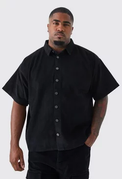 Black Plus Boxy Fit Cord Shirt