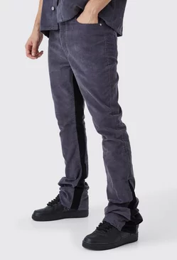 Tall Fixed Waist Slim Flare Gusset Cord Trouser Charcoal