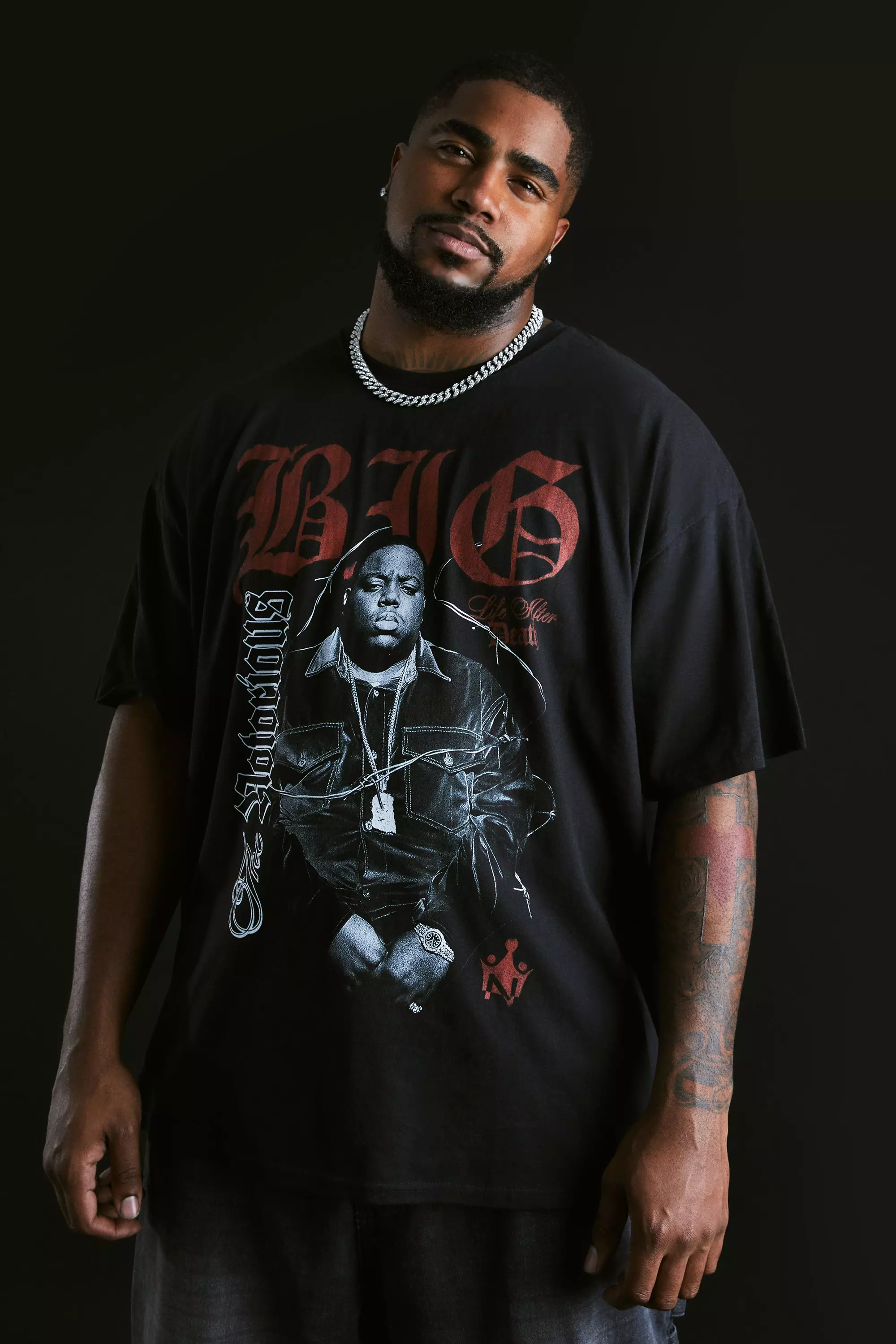 boohooMAN Oversized Tupac Homage License T-Shirt - Black - Size L