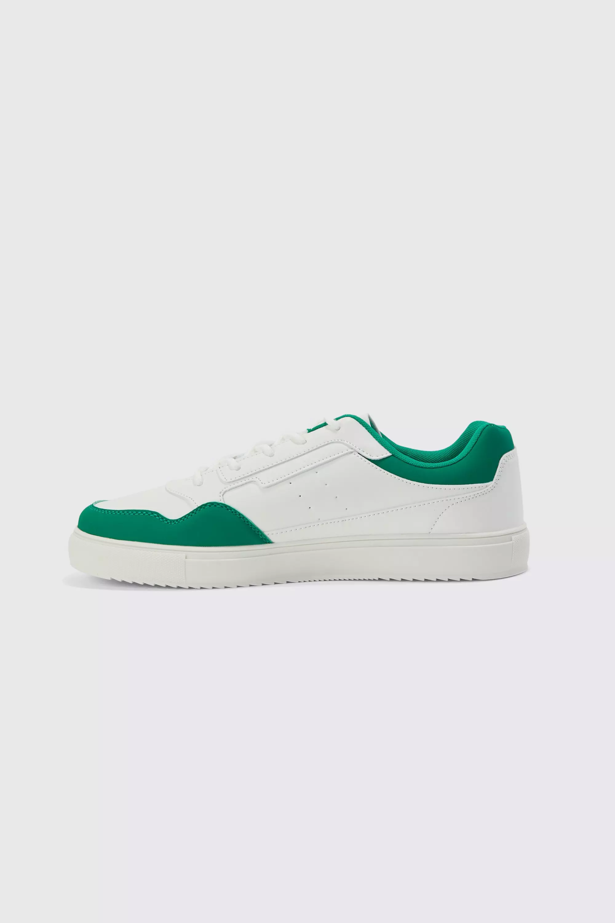 White Faux Leather Panel Detail Sneaker alternative image