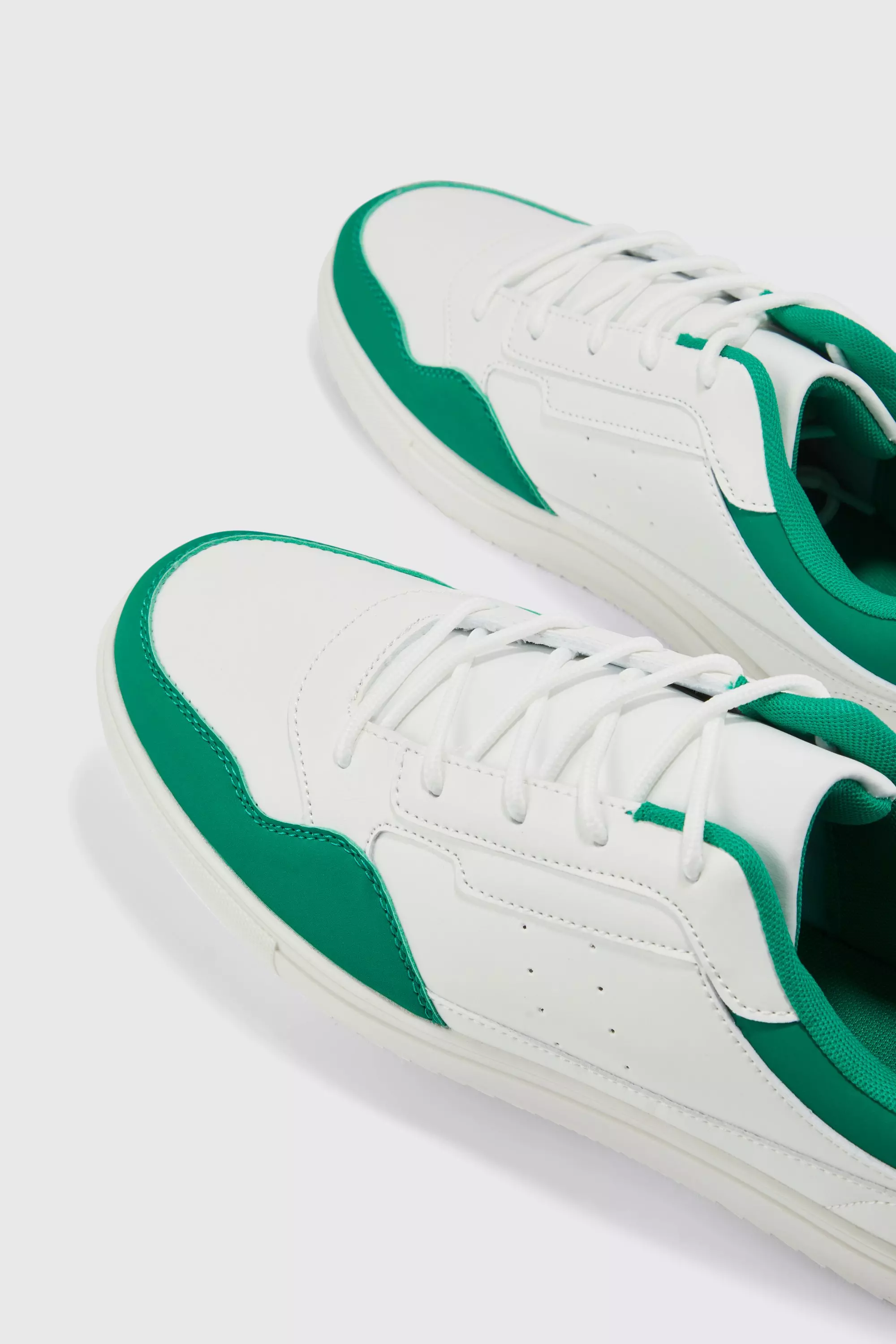 White Faux Leather Panel Detail Sneaker alternative image