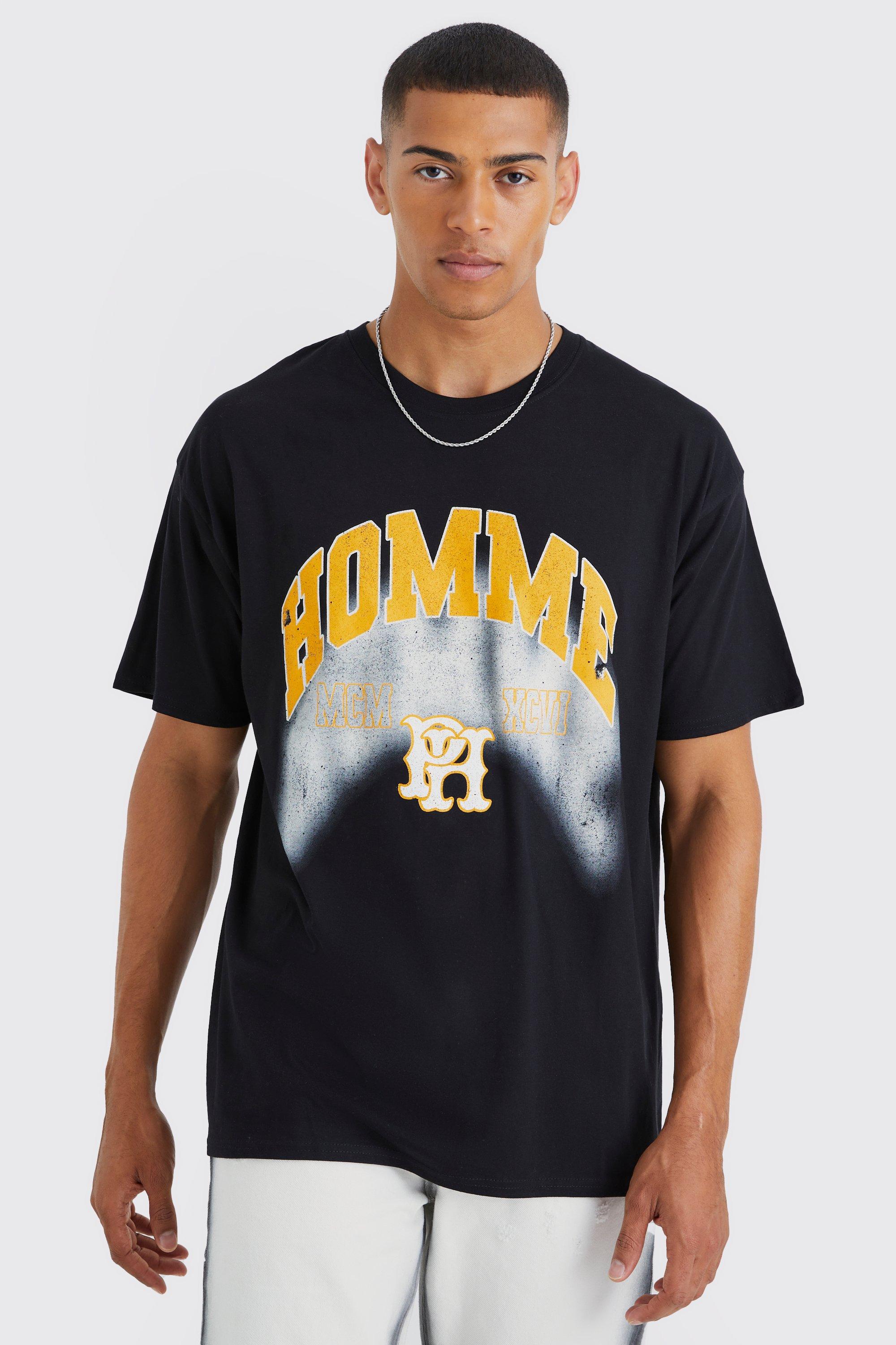 boohoo Mens Oversized La Varsity Graphic T-Shirt - Brown XS