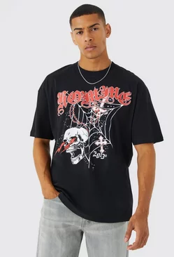 Oversized Gothic Homme Graphic T-shirt Black