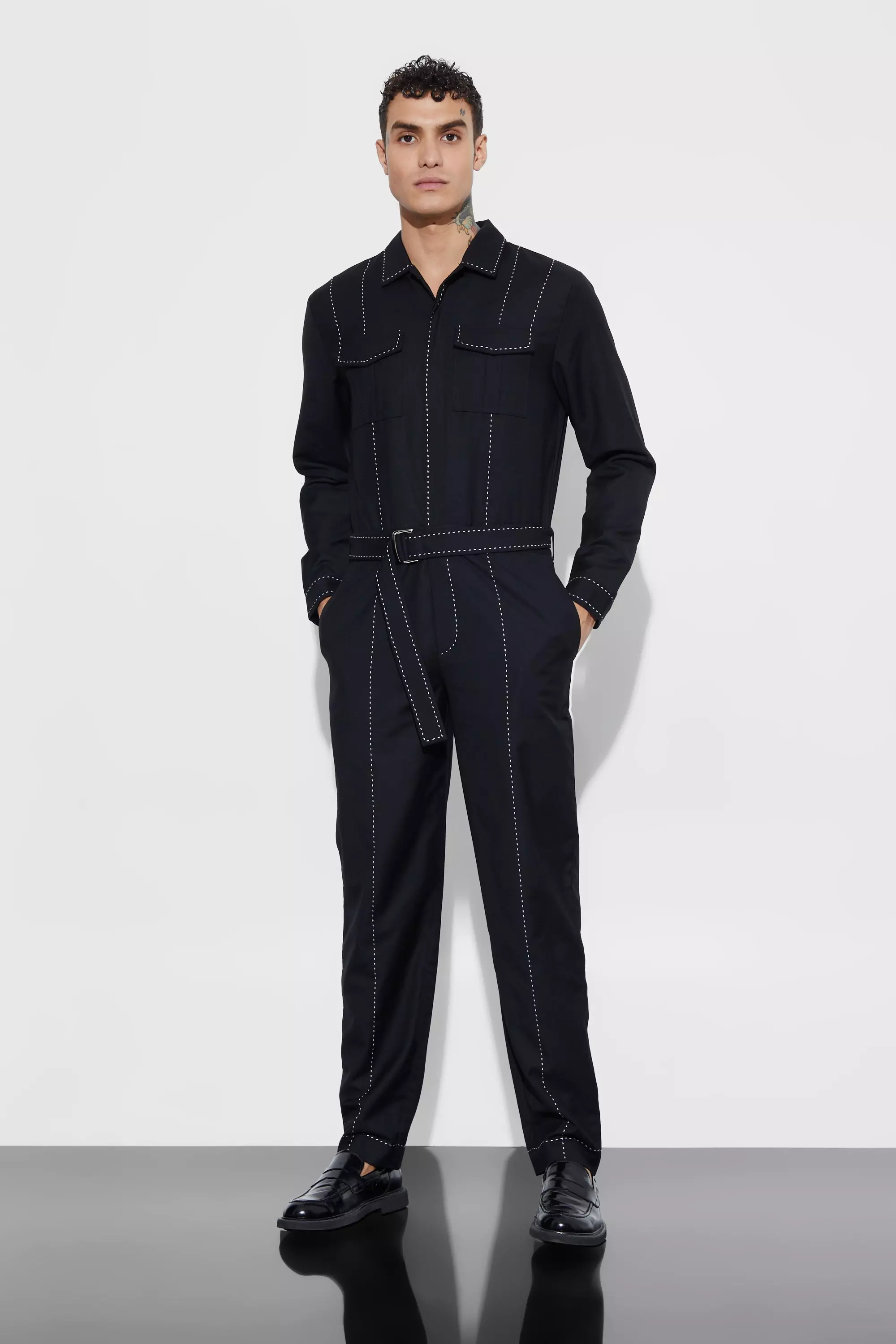 Black slim leg jumpsuit online