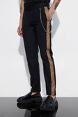Slim-Fit Anzughose mit Seitenstreifen, Stone