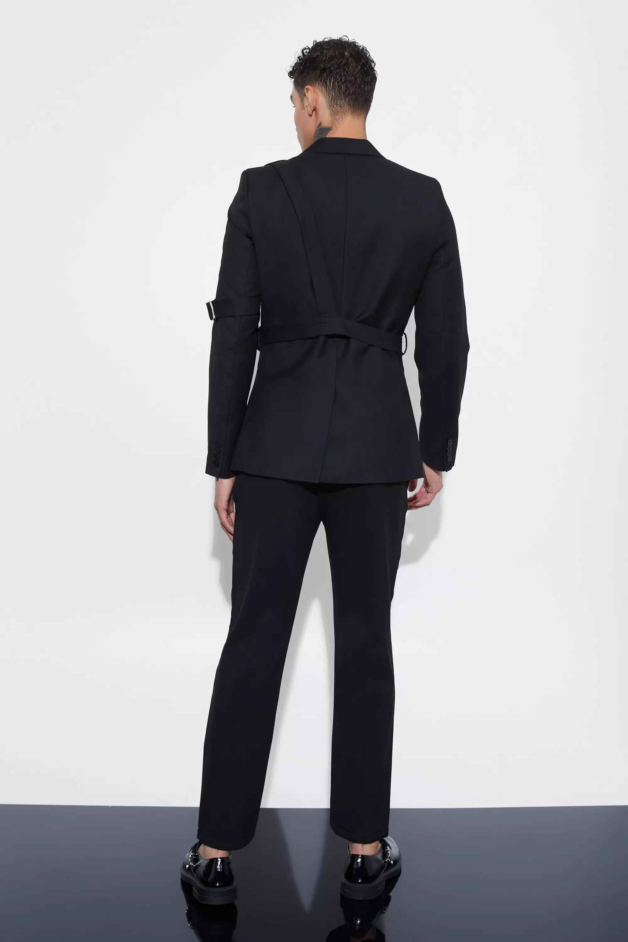 Skinny Fit Suit Blazer With Strap Detail | boohooMAN USA