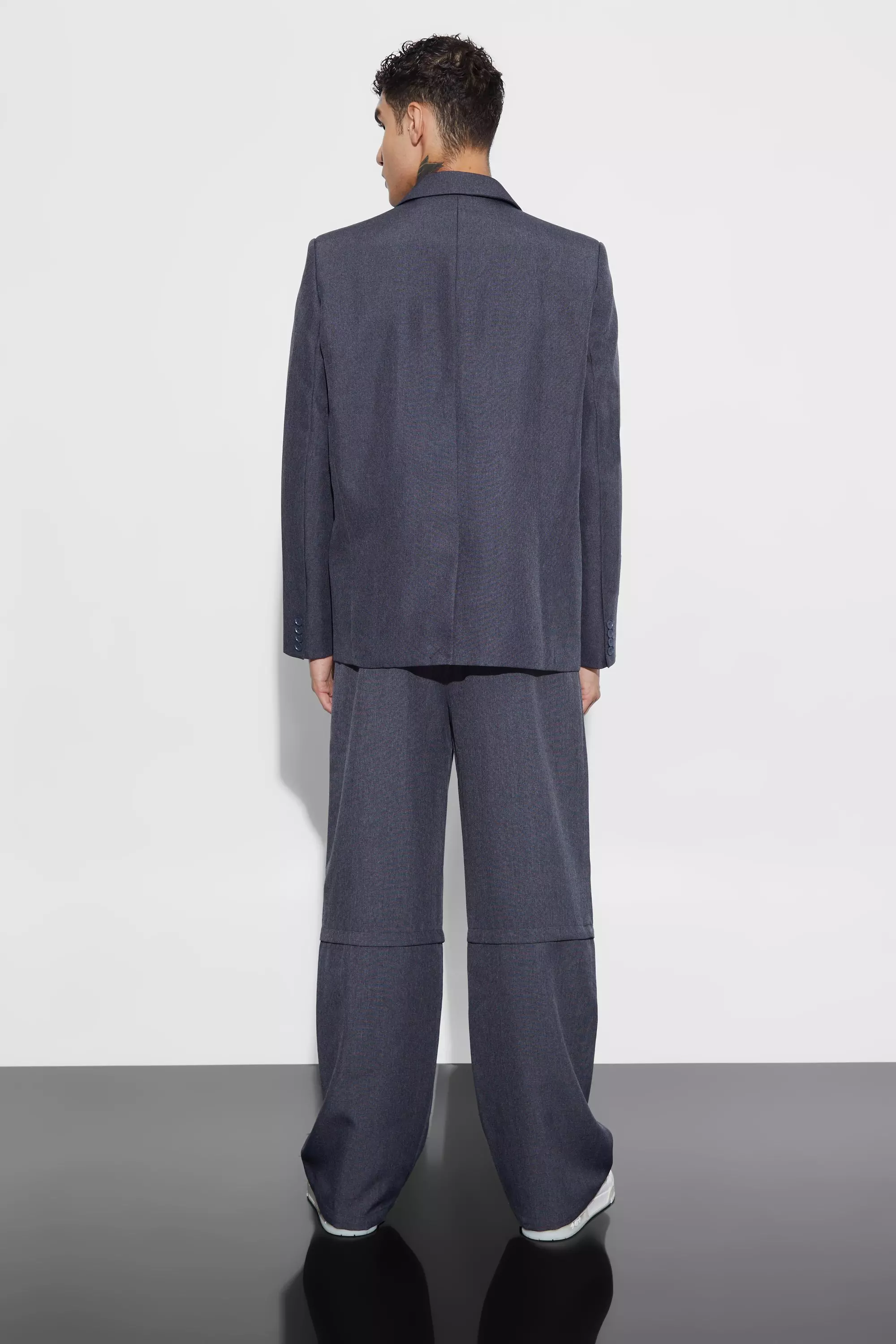 Zweireihiger strukturierter Oversize Blazer, Grey alternatives Bild