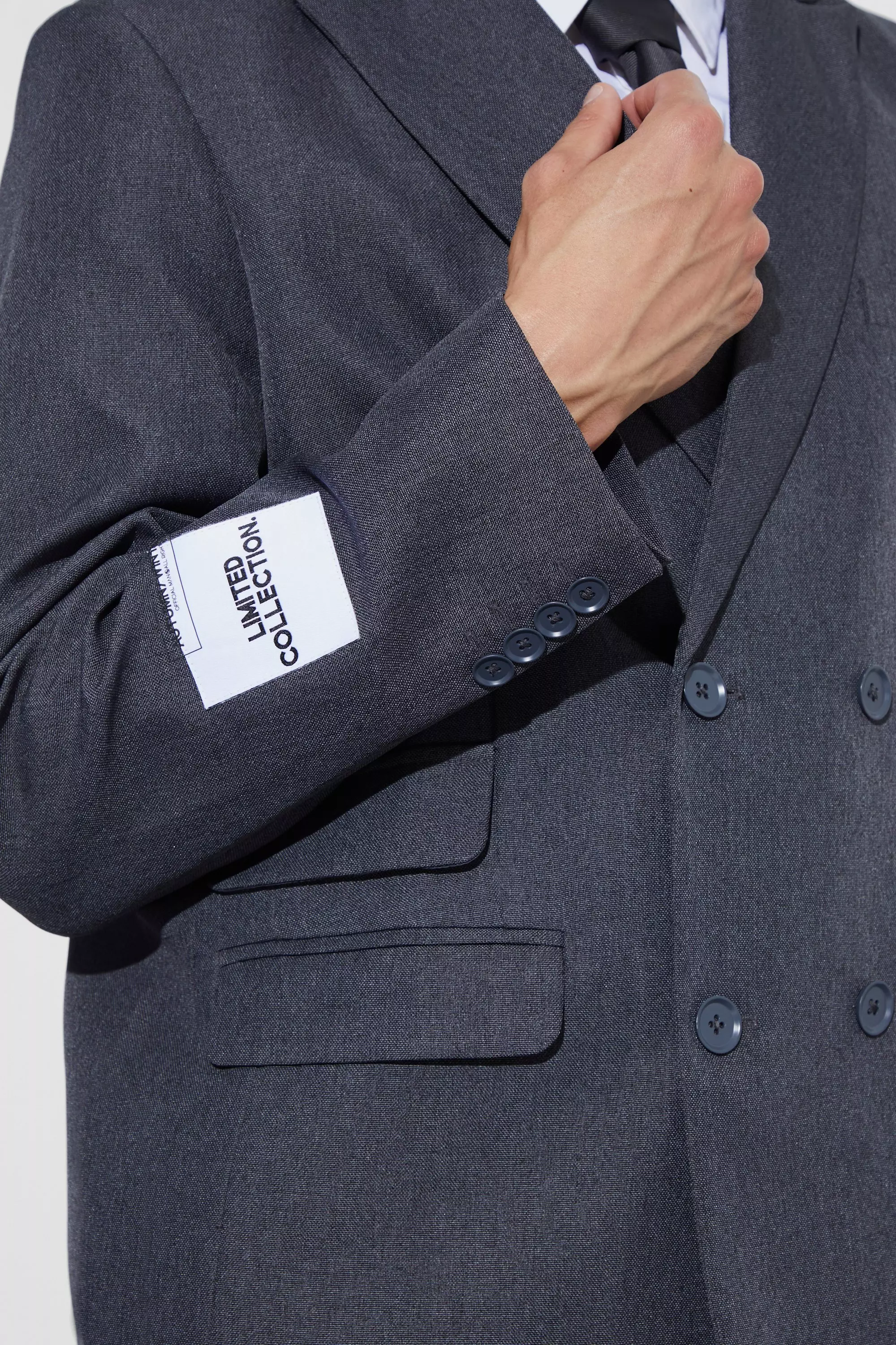 Zweireihiger strukturierter Oversize Blazer, Grey alternatives Bild