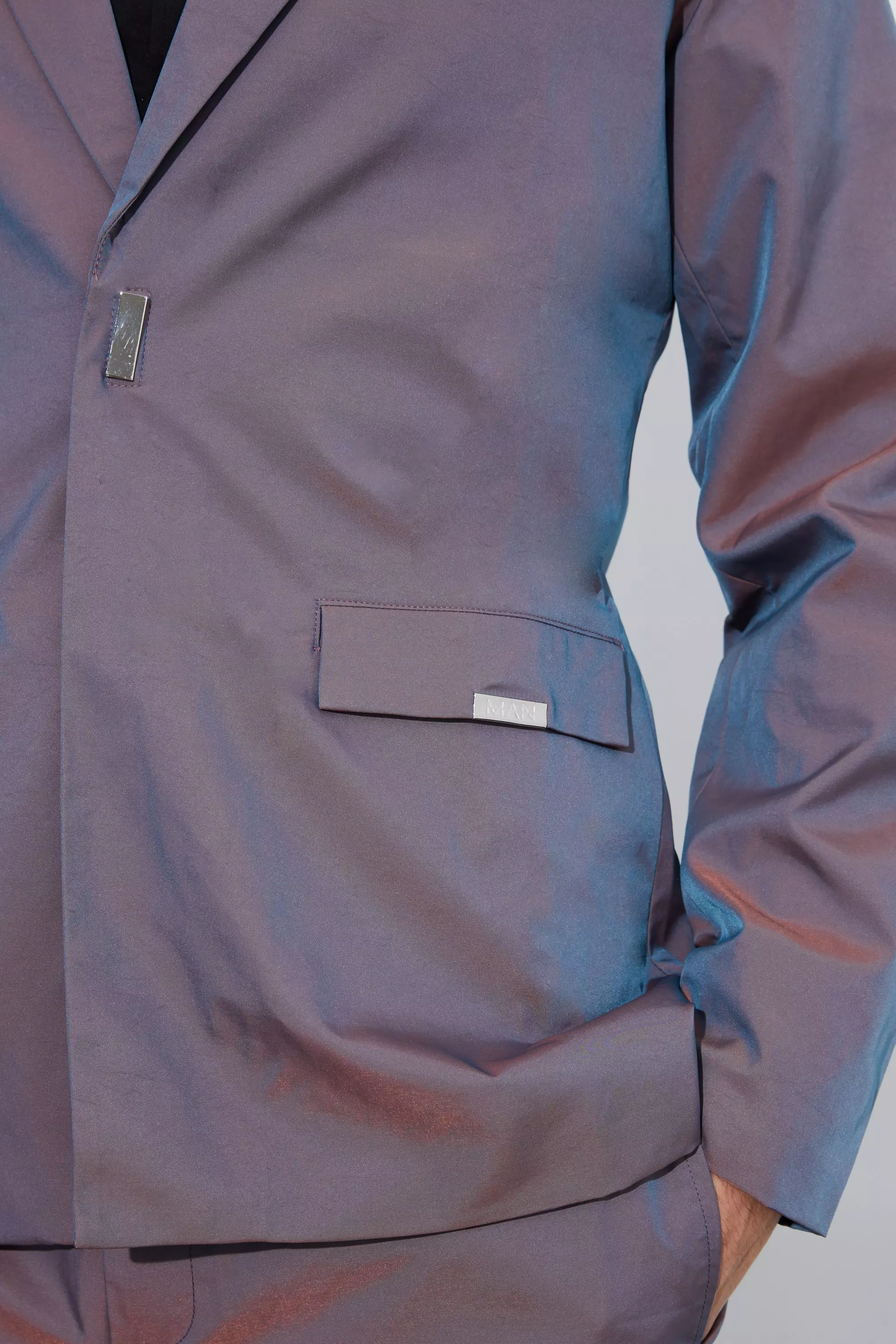 Purple Irriserende Slim Fit Blazer Met Enkele Rij Knopen alternatieve afbeelding