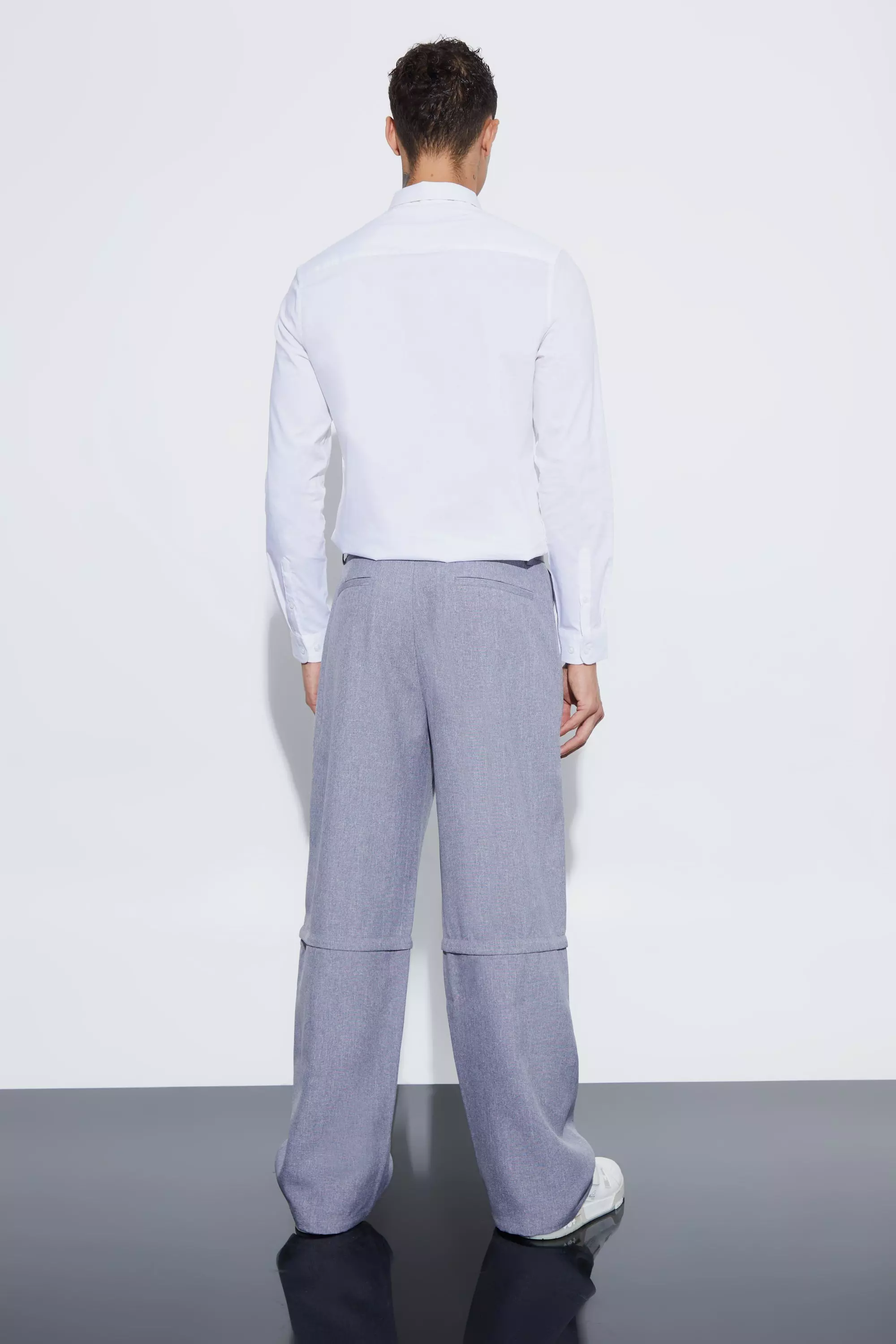 Blue Wide Fit Zip Panel Textured Trouser alternative image