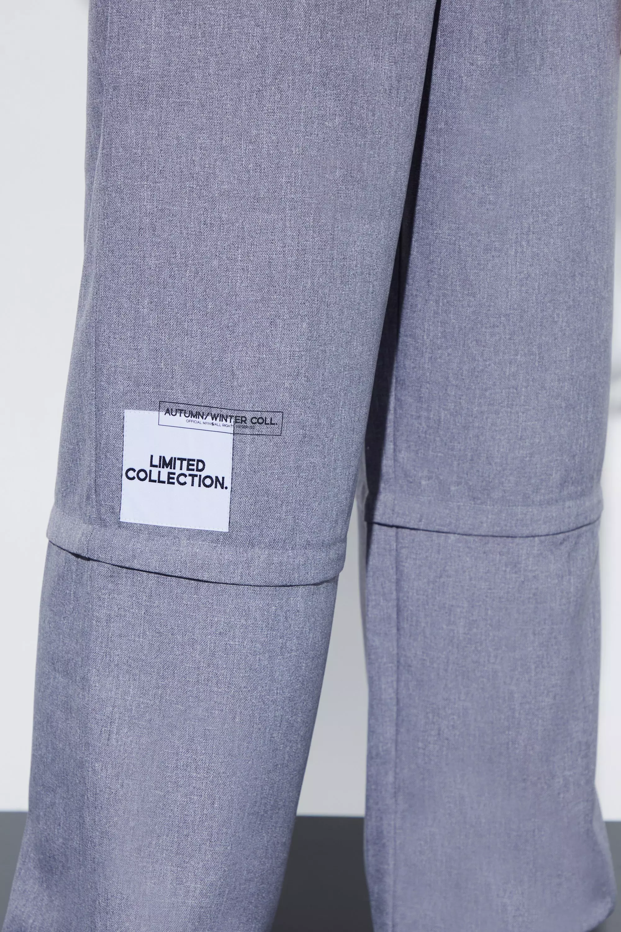 Blue Wide Fit Zip Panel Textured Trouser alternative image