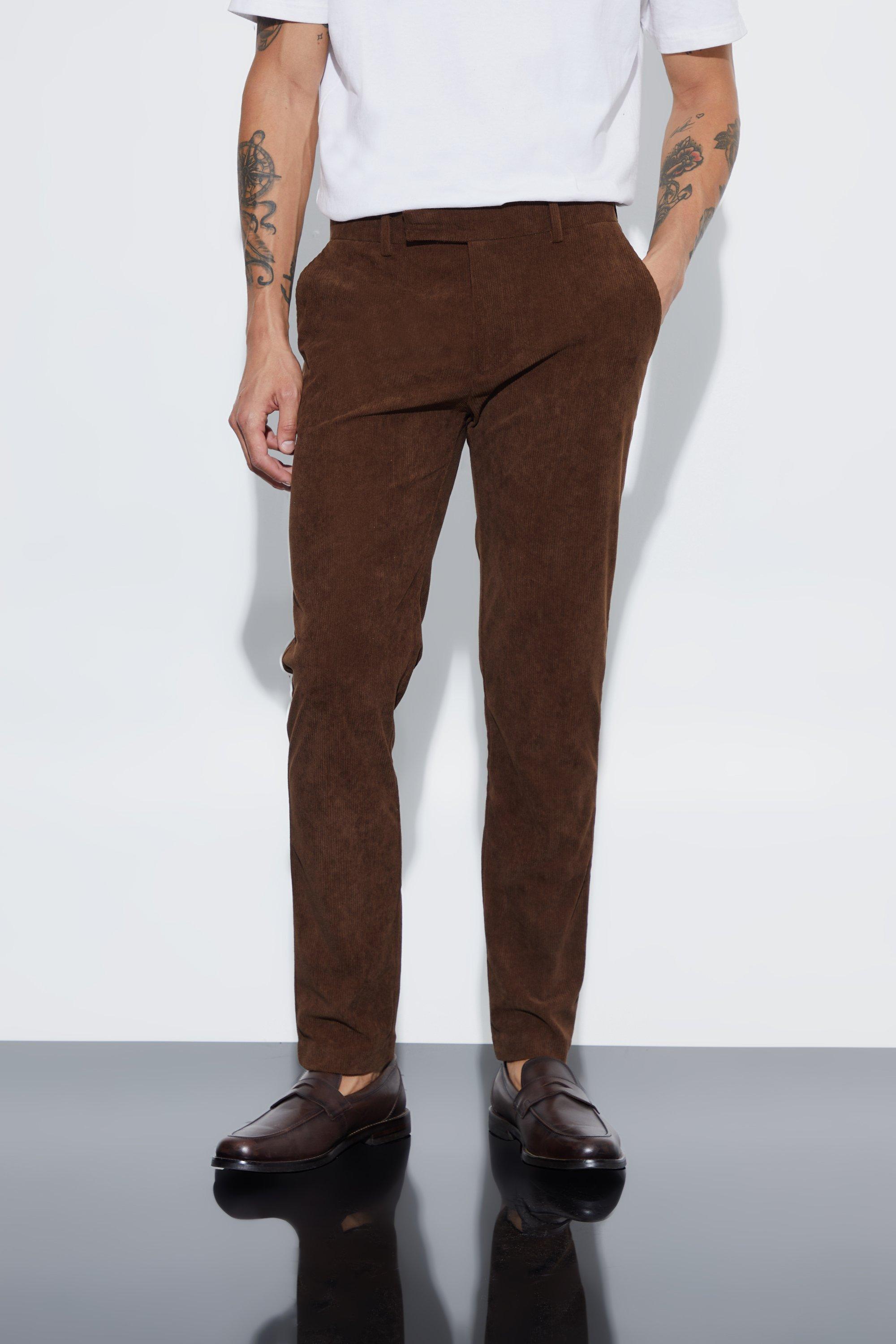 Chocolate Getailleerde Corduroy Skinny Fit Broek