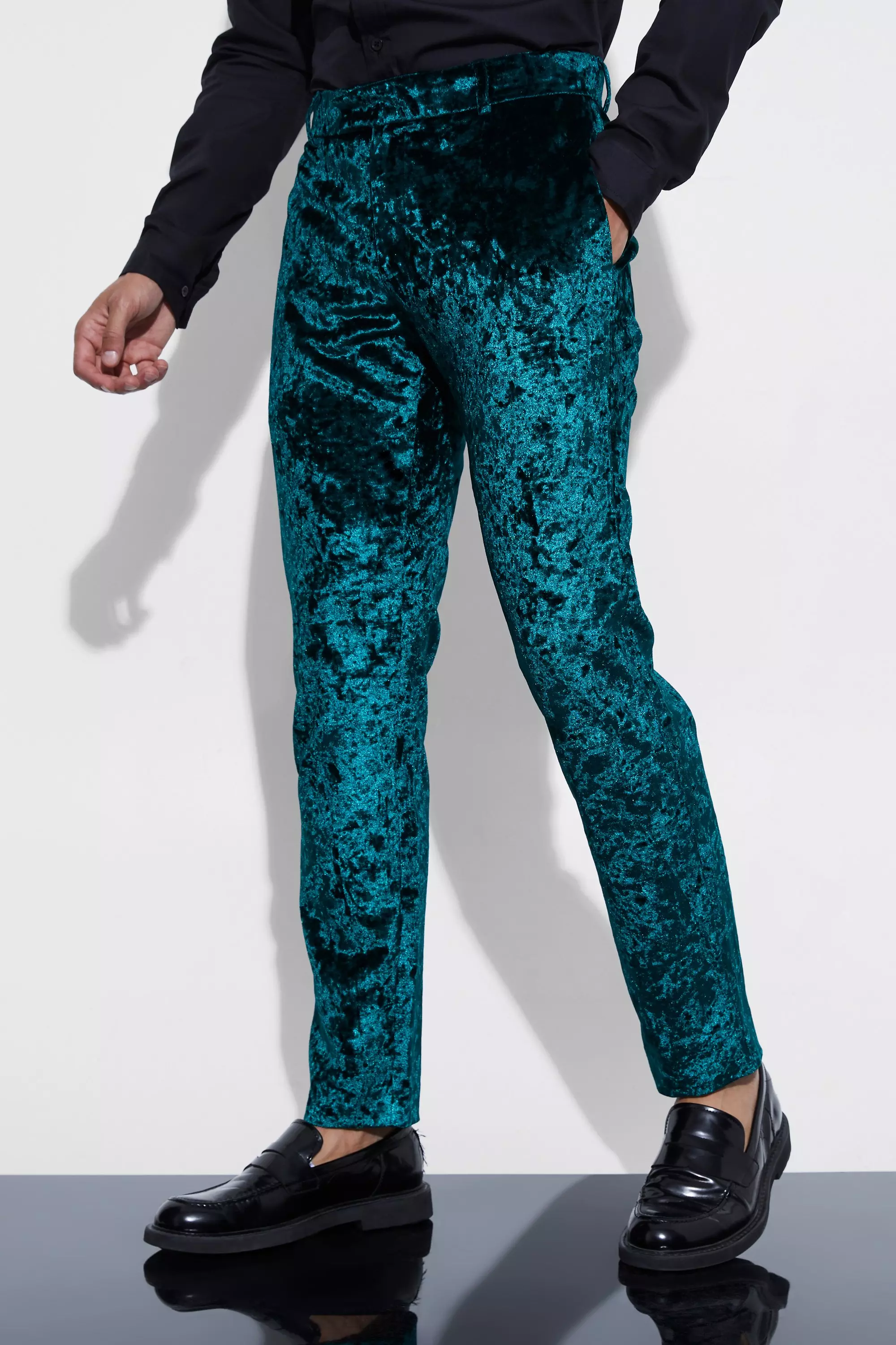 Skinny Fit Crushed Velvet Pants