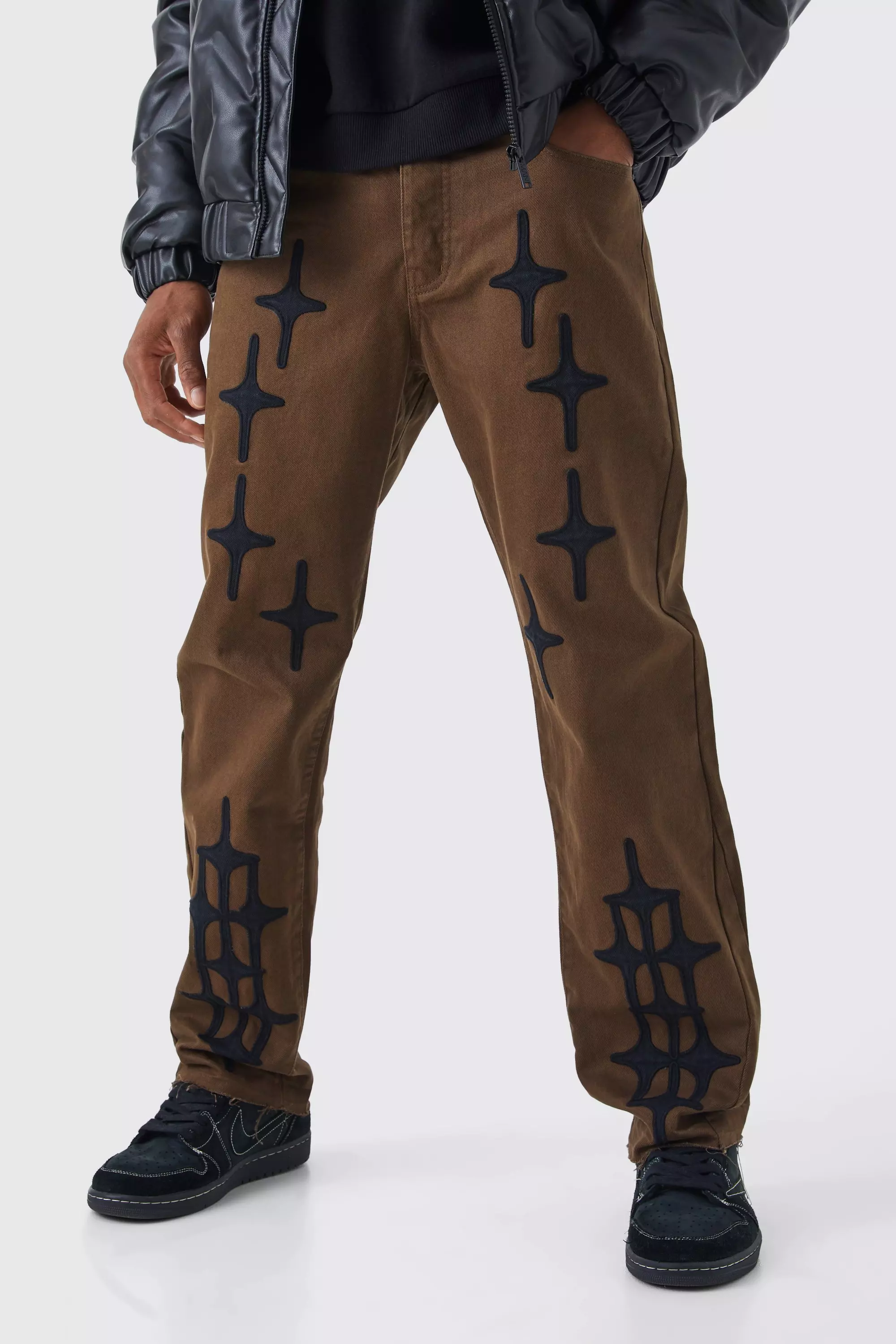 Chocolate Fixed Waist Relaxed Gusset Applique Trouser alternative image