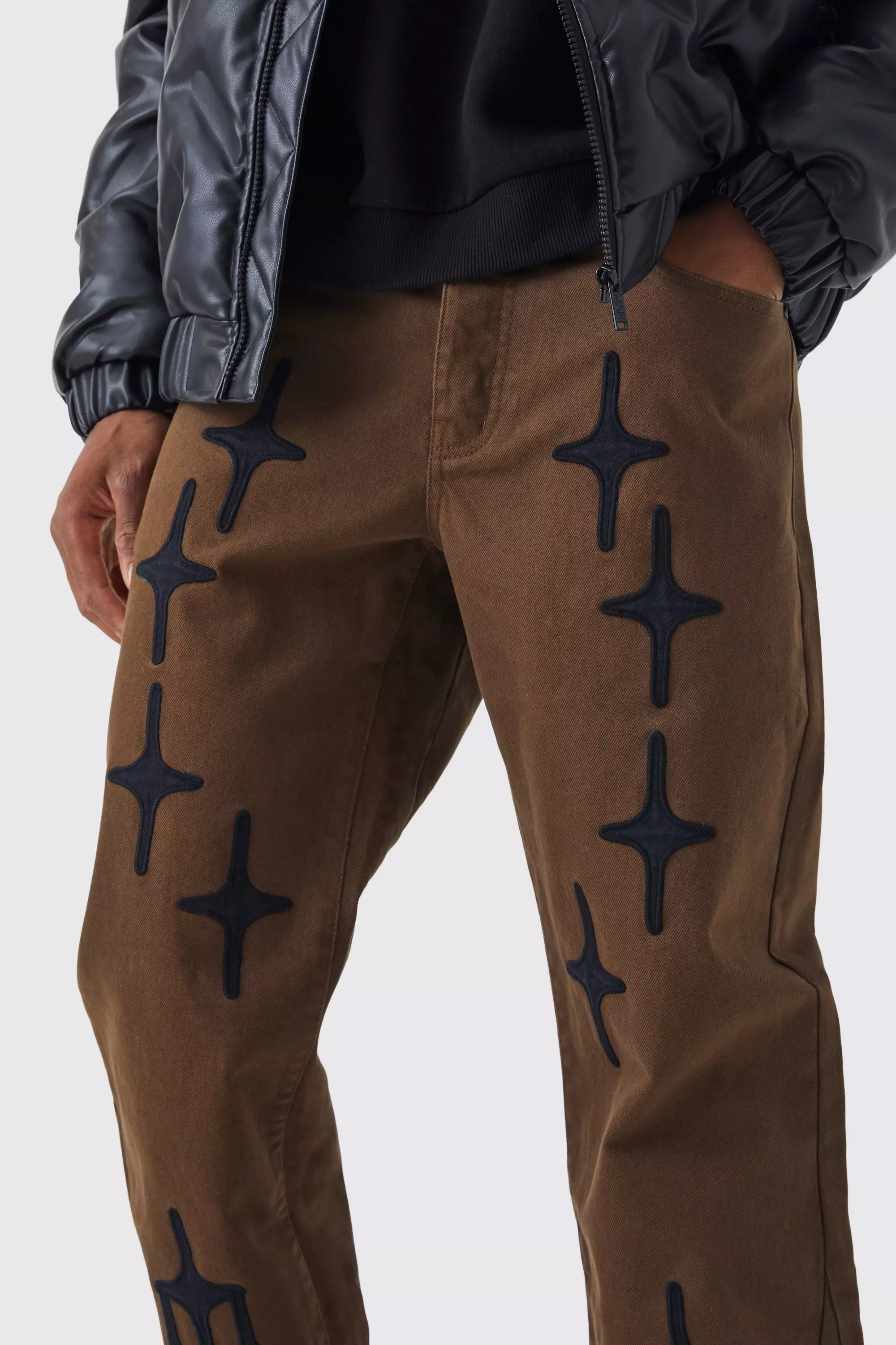 Chocolate Fixed Waist Relaxed Gusset Applique Trouser alternative image