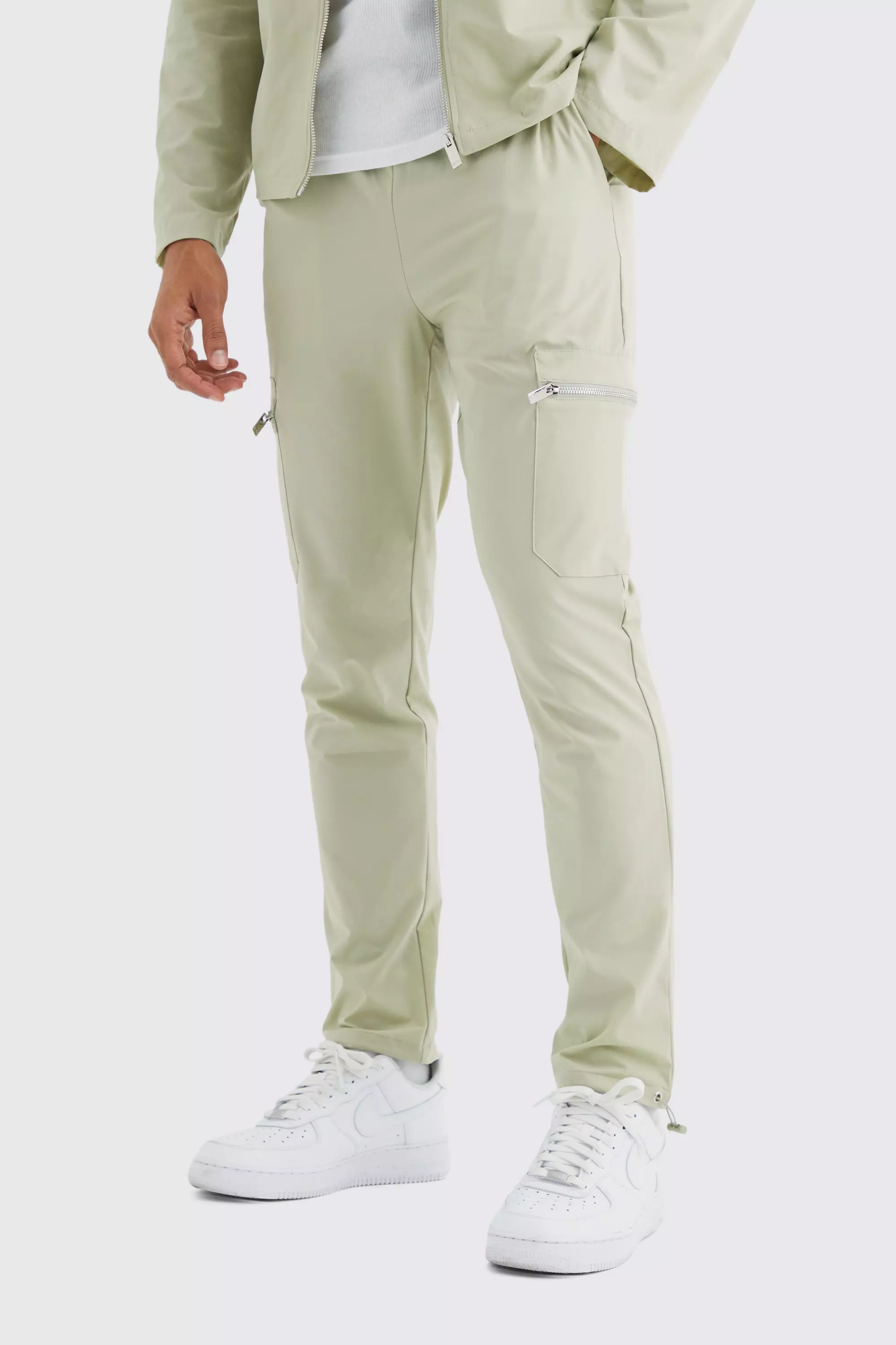 Tall Elasticated Waist Slim Technical Stretch Cargo Pants