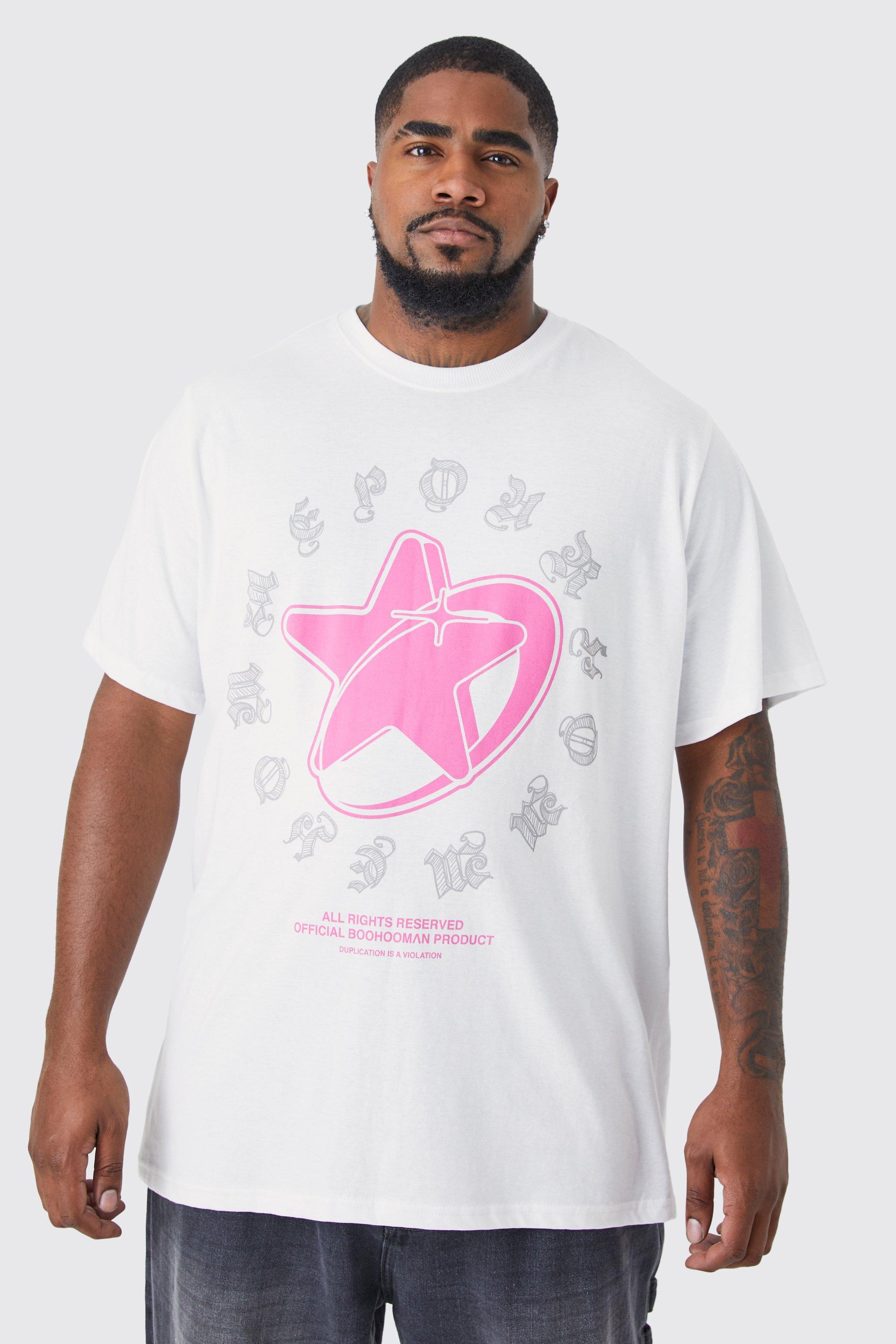boohooMAN Men's Plus Size Pixilated Heart Graphic T-Shirt