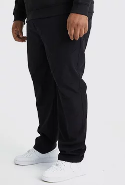 Black Plus Elasticated Straight Technical Stretch Panel Pants