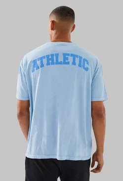 Man Active Oversized Overdye Athletic T-shirt Blue