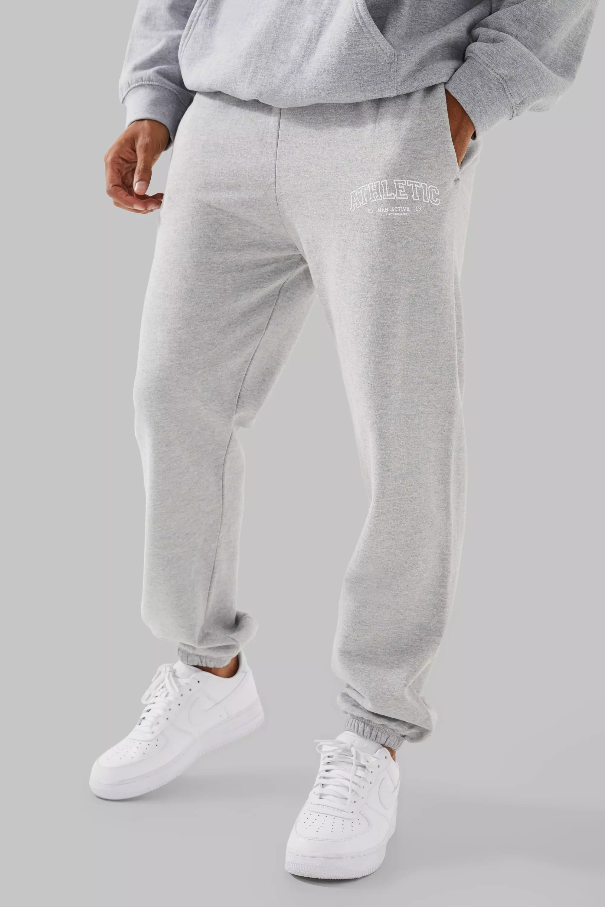 Man Active Athletic Sweatpants Grey marl