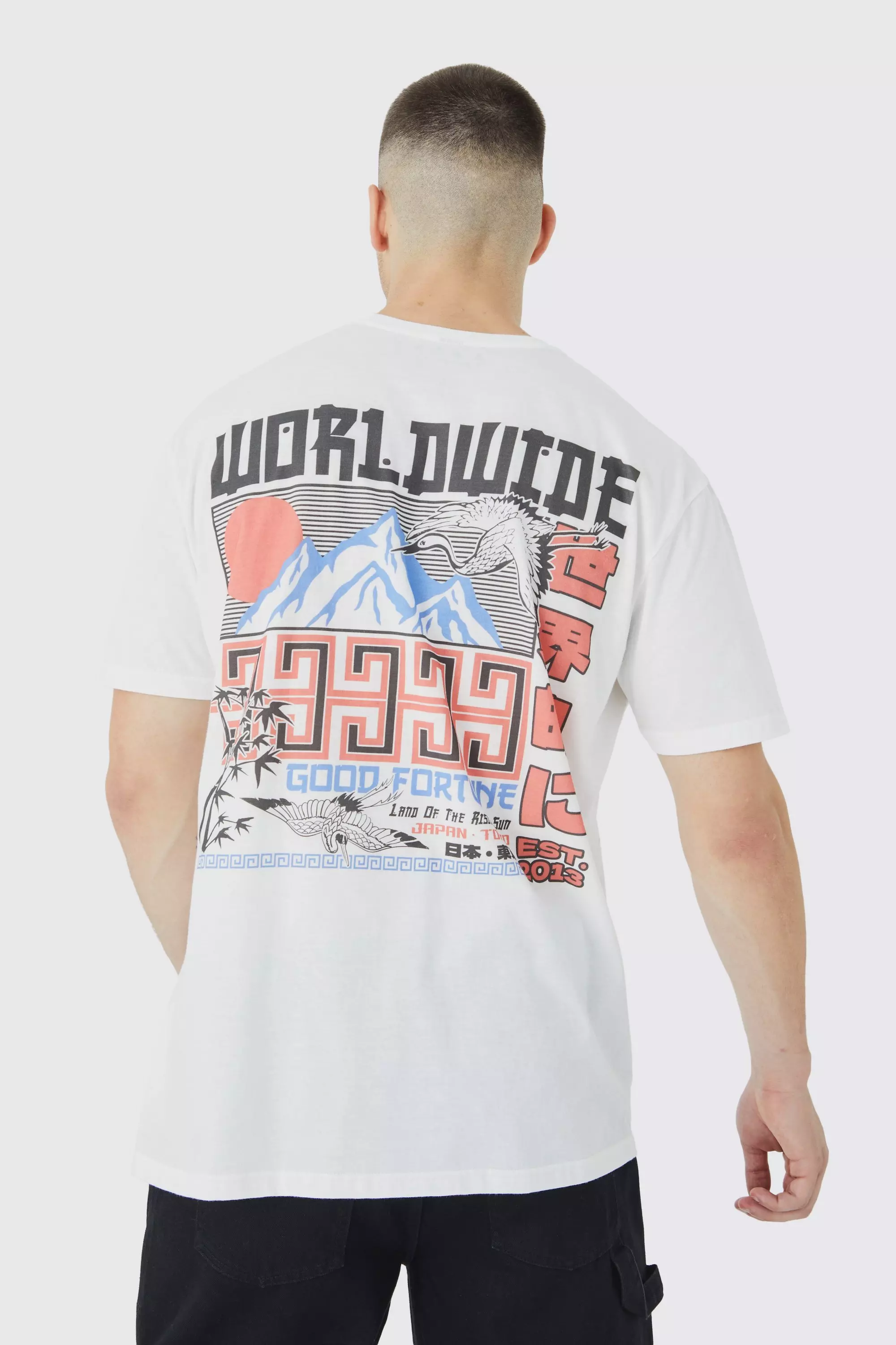 Tall Oversized Good Fortune Graphic T-shirt White