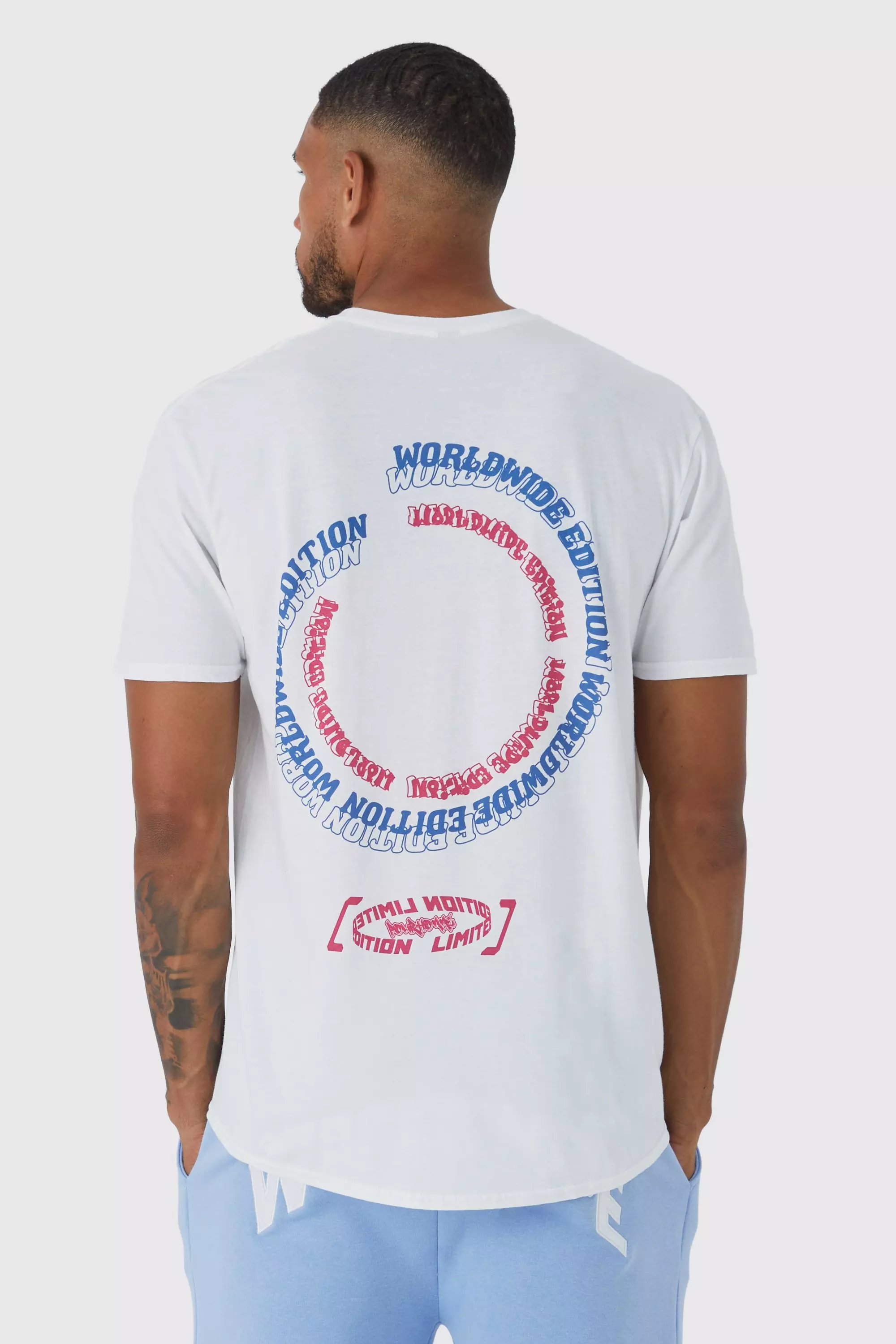 Tall Oversized Worldwide Back Print T-shirt White