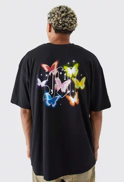 Tall Oversized Butterfly Back Graphic T-shirt Black
