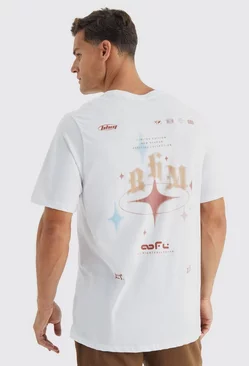 White Tall Oversized Worldwide Y2k Back Graphic T-shirt