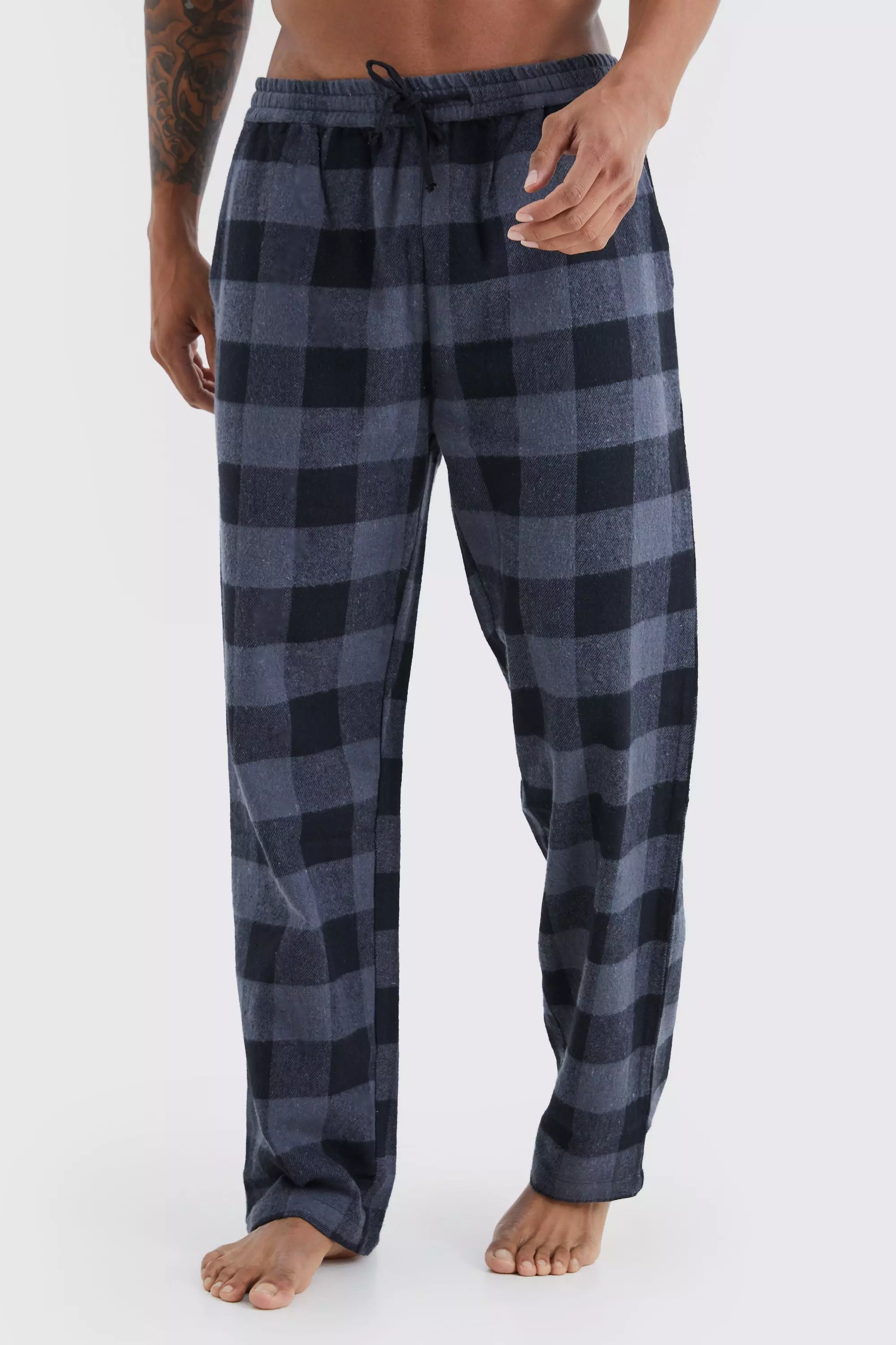 Woven Check Loungewear Pants Black