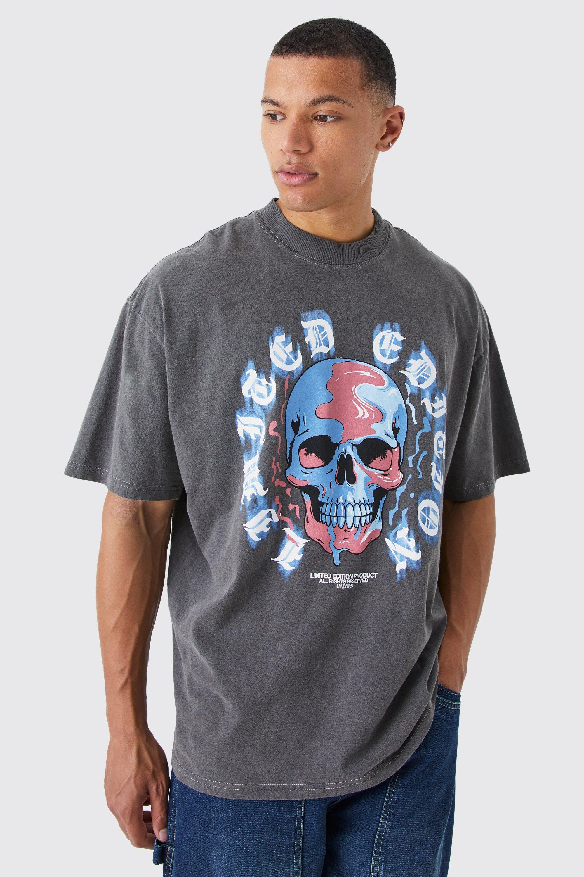 Oversized Overdyed Skull Graphic T-shirt