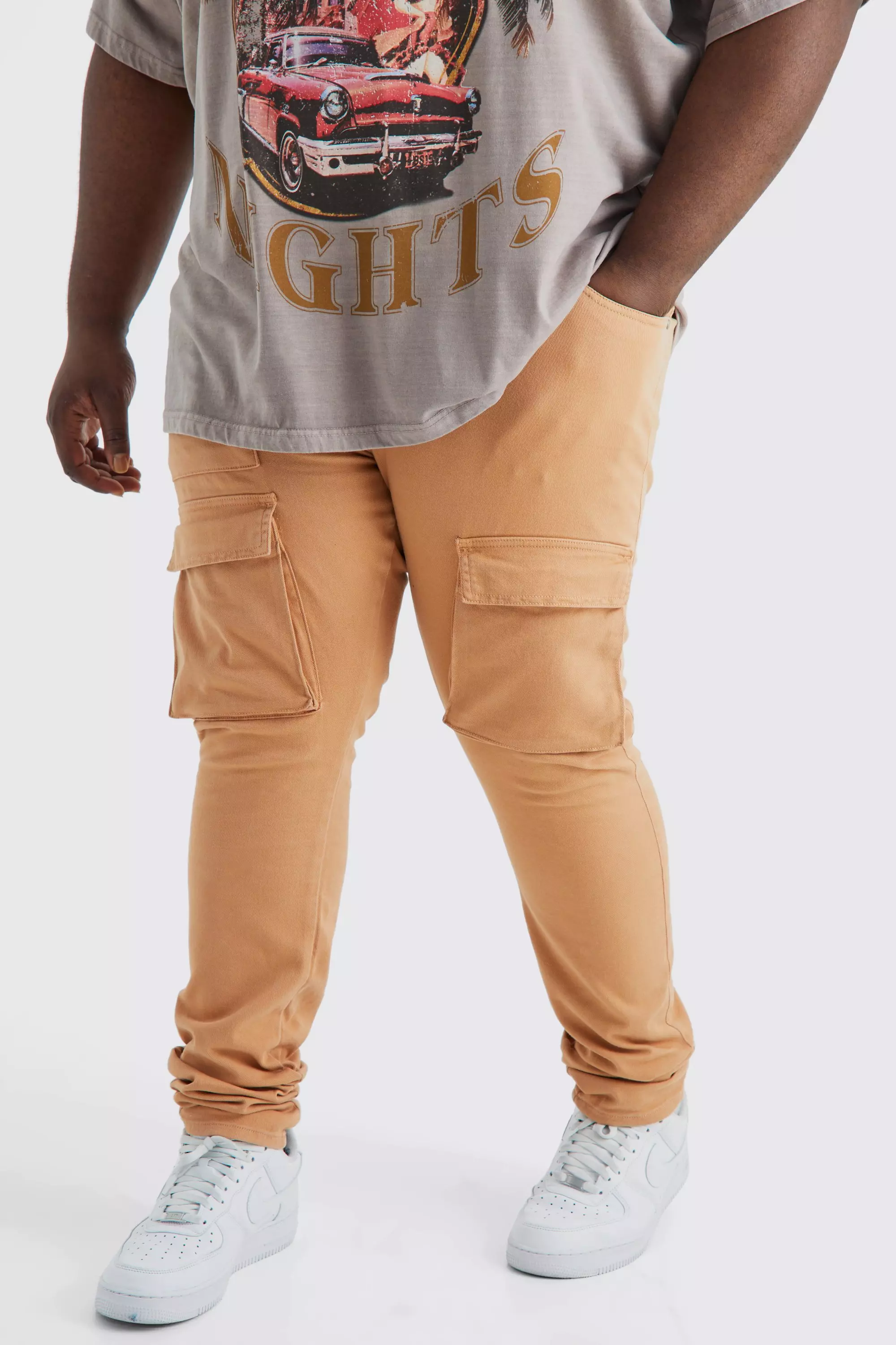 Orange Plus Fixed Waist Skinny Stacked Zip Cargo Pants alternative image