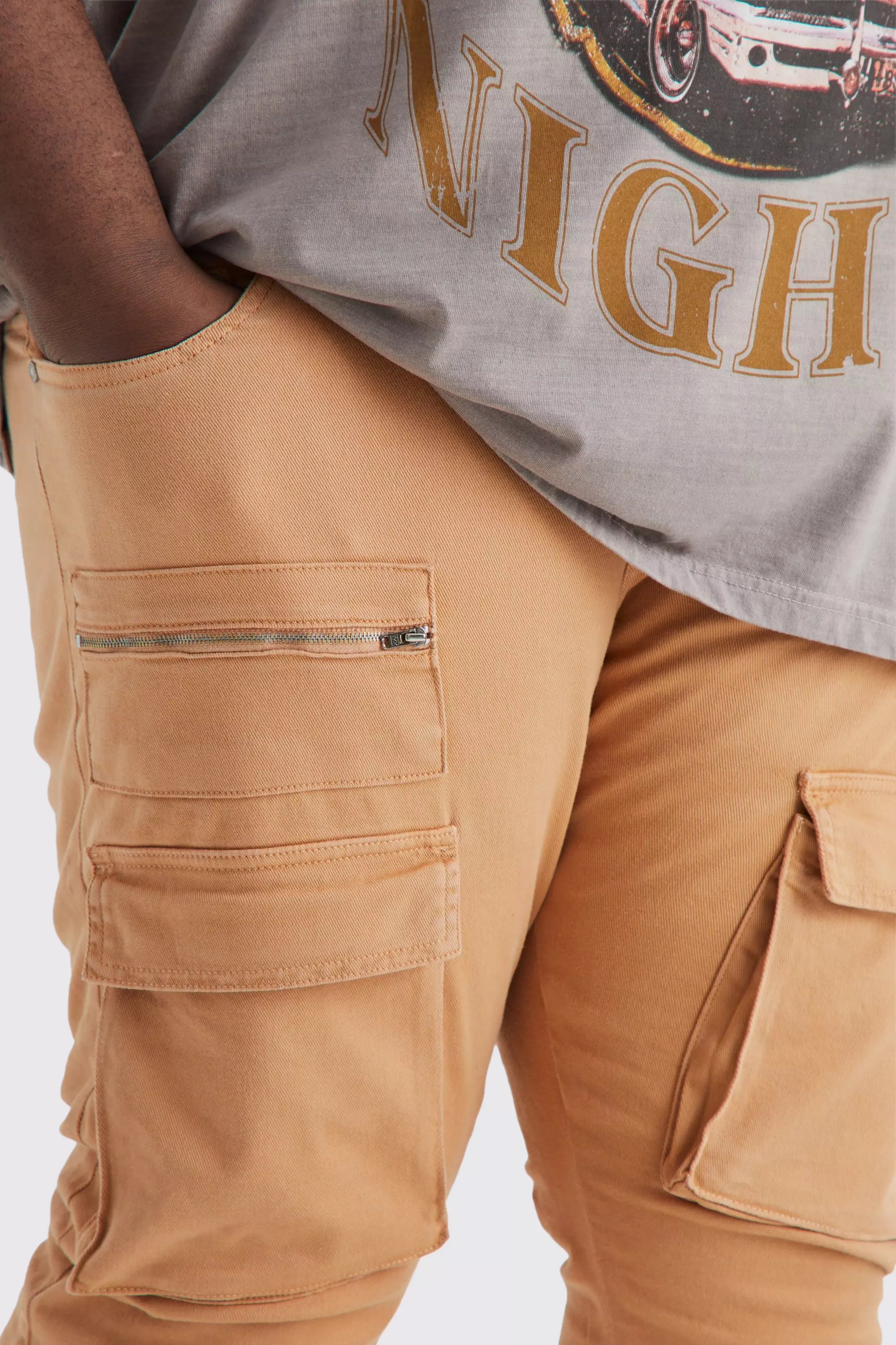 Orange Plus Fixed Waist Skinny Stacked Zip Cargo Pants alternative image