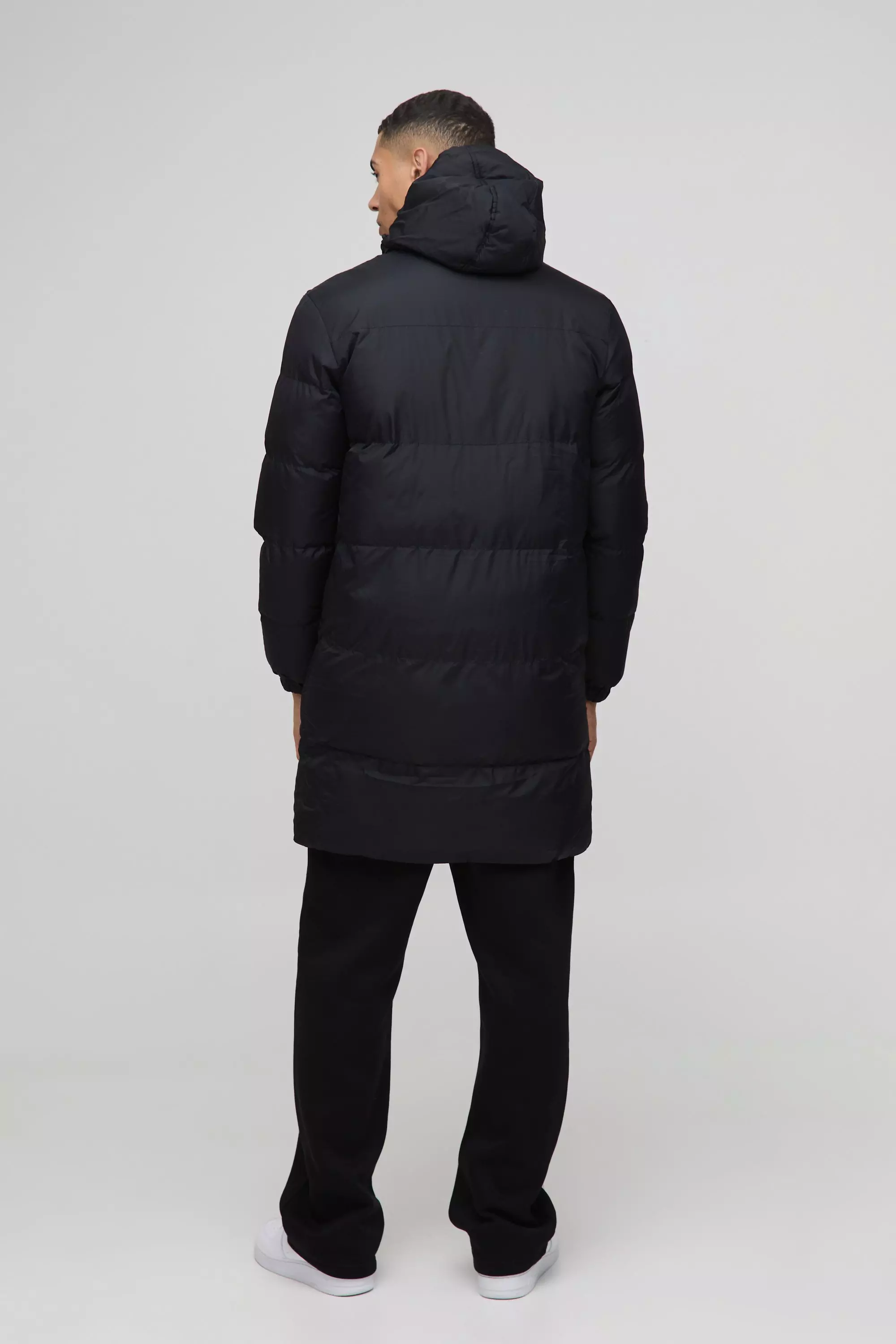 Mid Length Hooded Puffer in Black alternative image