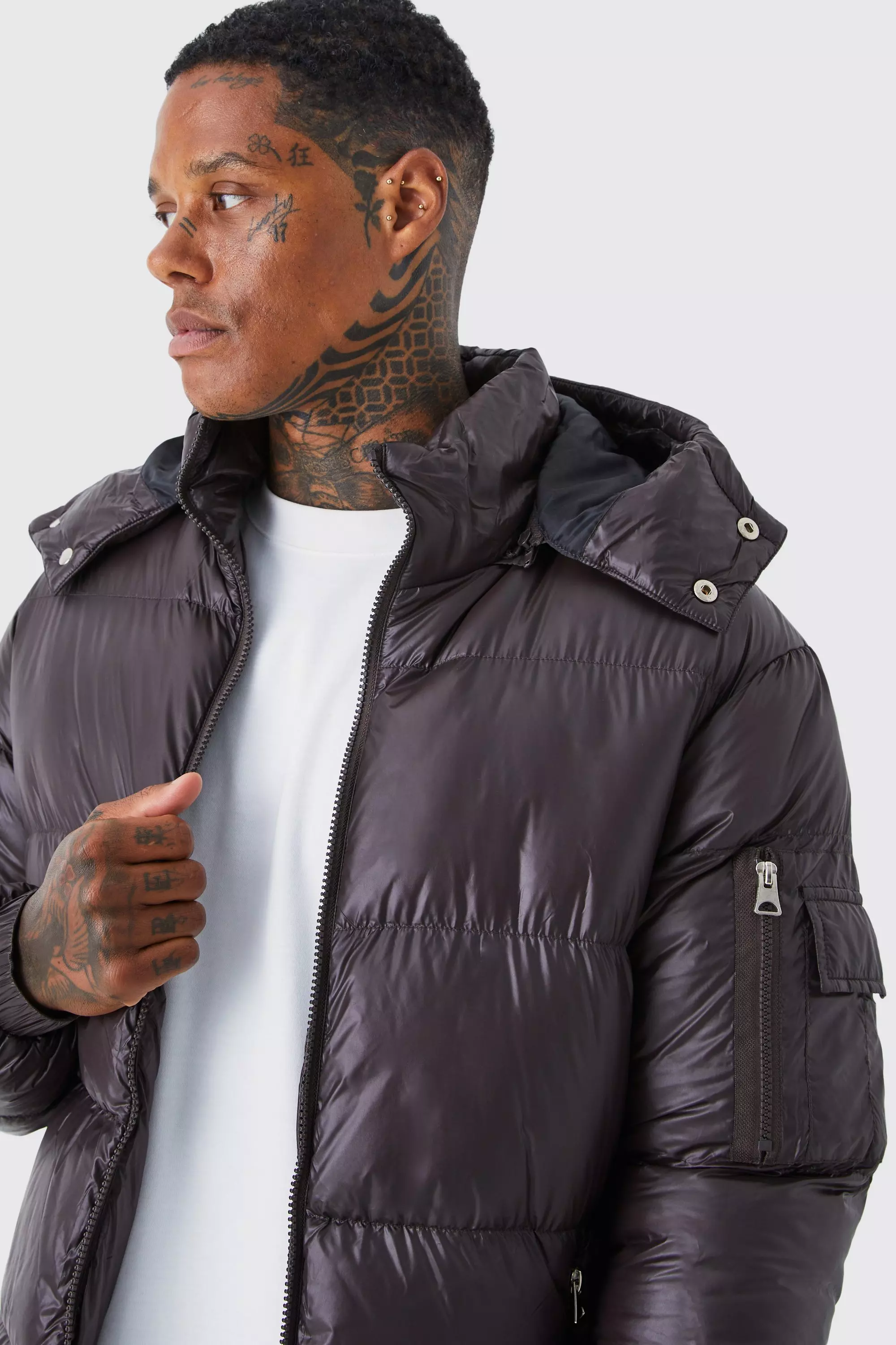 High Shine Padded Puffer boohooMAN