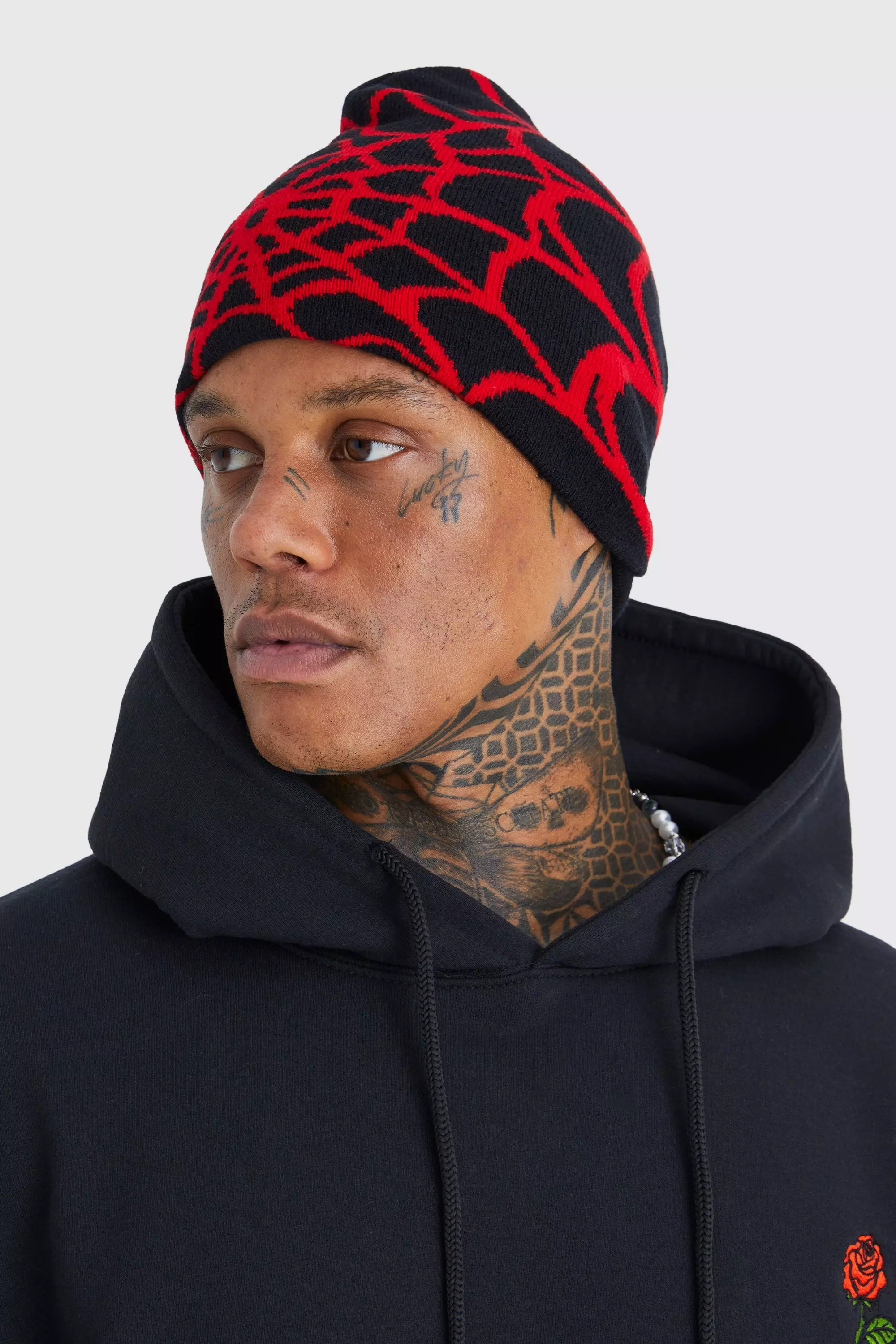 Spiderweb Graphic Beanie Black