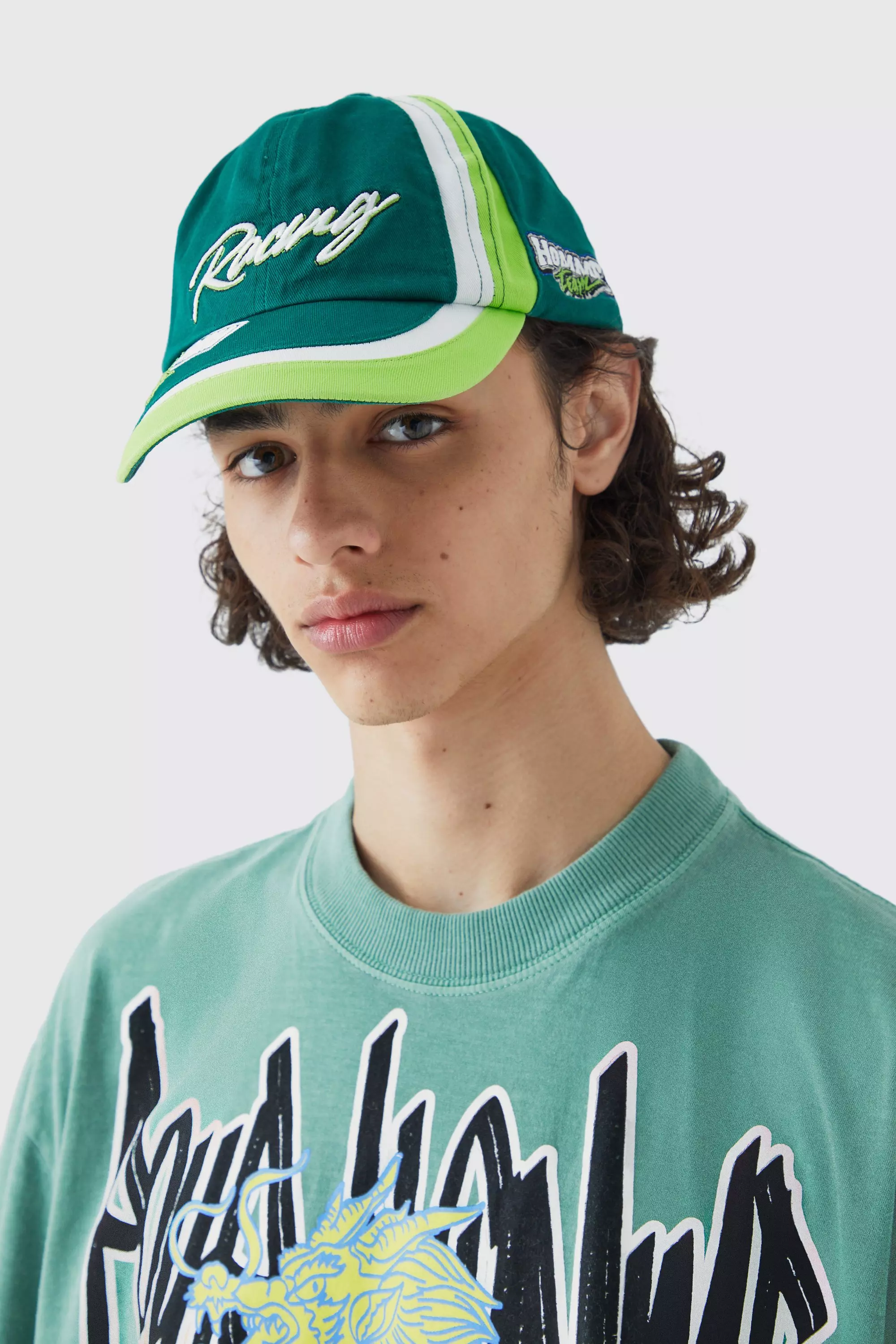 Cappello Da Baseball Slavato Con Stemma Di Moto, Green immagine alternativa