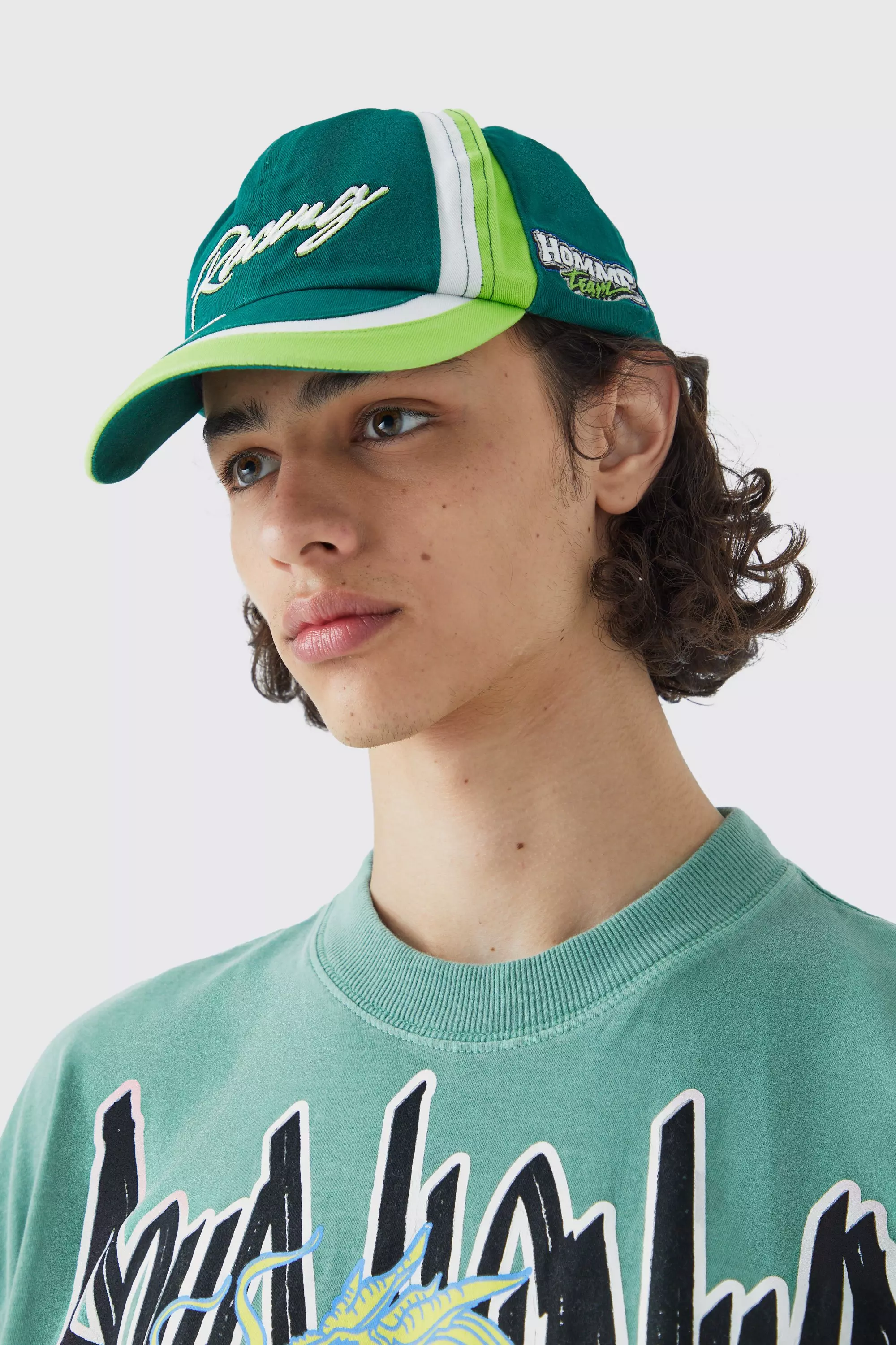 Cappello Da Baseball Slavato Con Stemma Di Moto, Green immagine alternativa