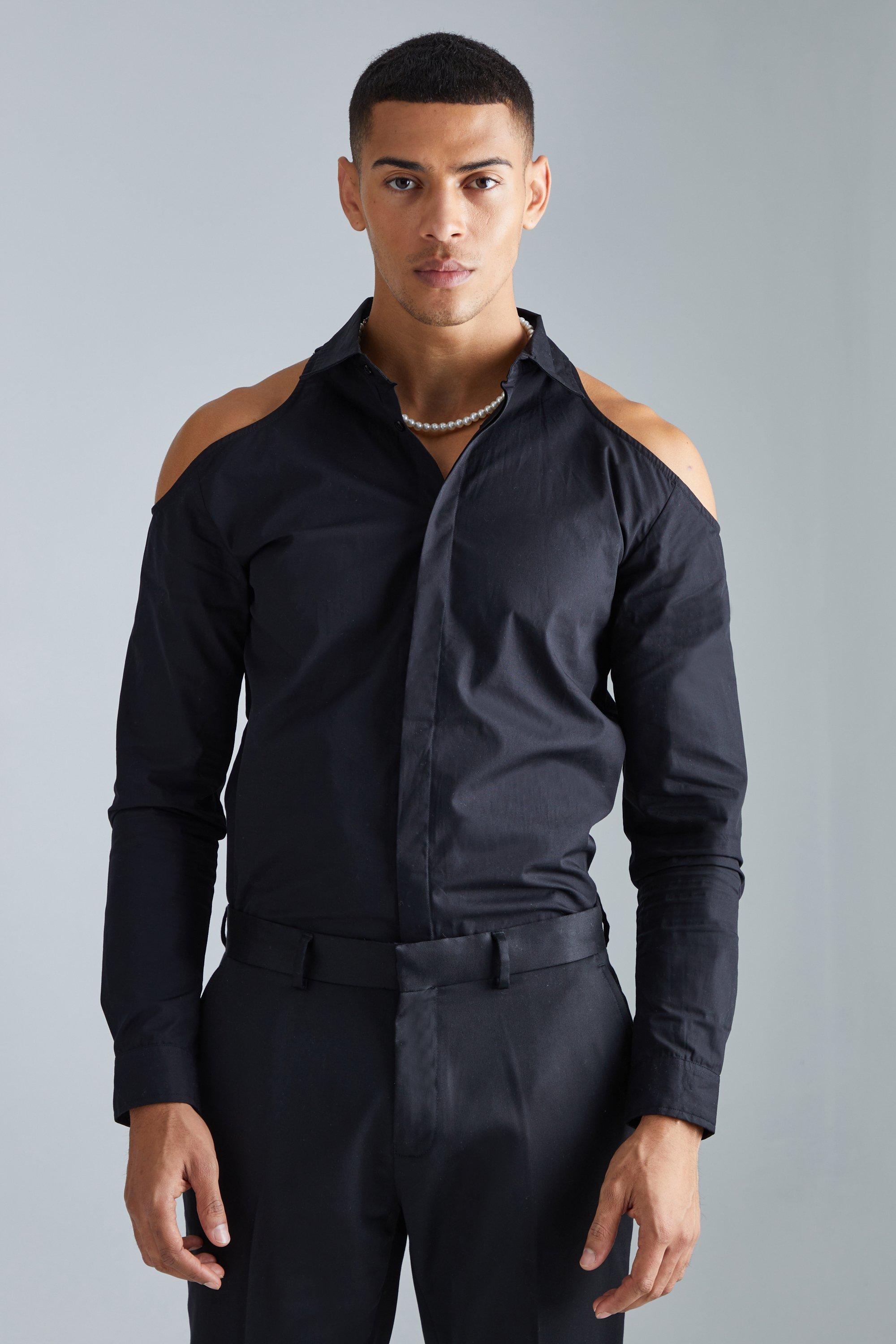 Concealed Placket Shoulder Cut Out Shirt | boohooMAN USA