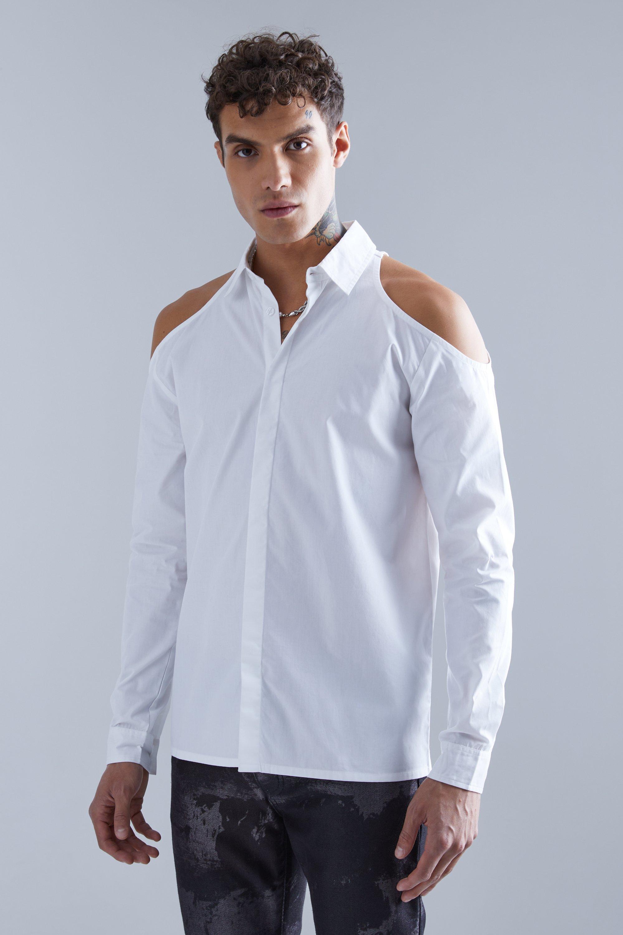 Concealed Placket Shoulder Cut Out Shirt | boohooMAN USA