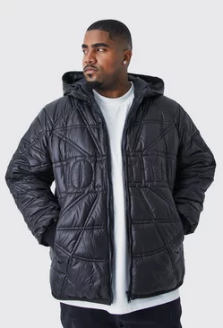 Plus Homme Quilted Puffer With Hood Black