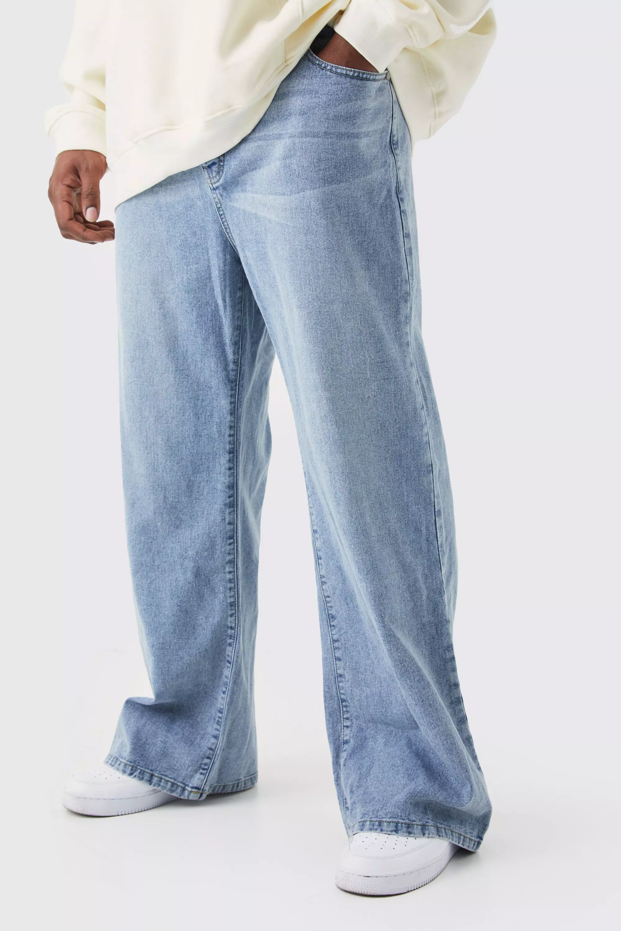 Plus Relaxed Rigid Flare Jean Light blue