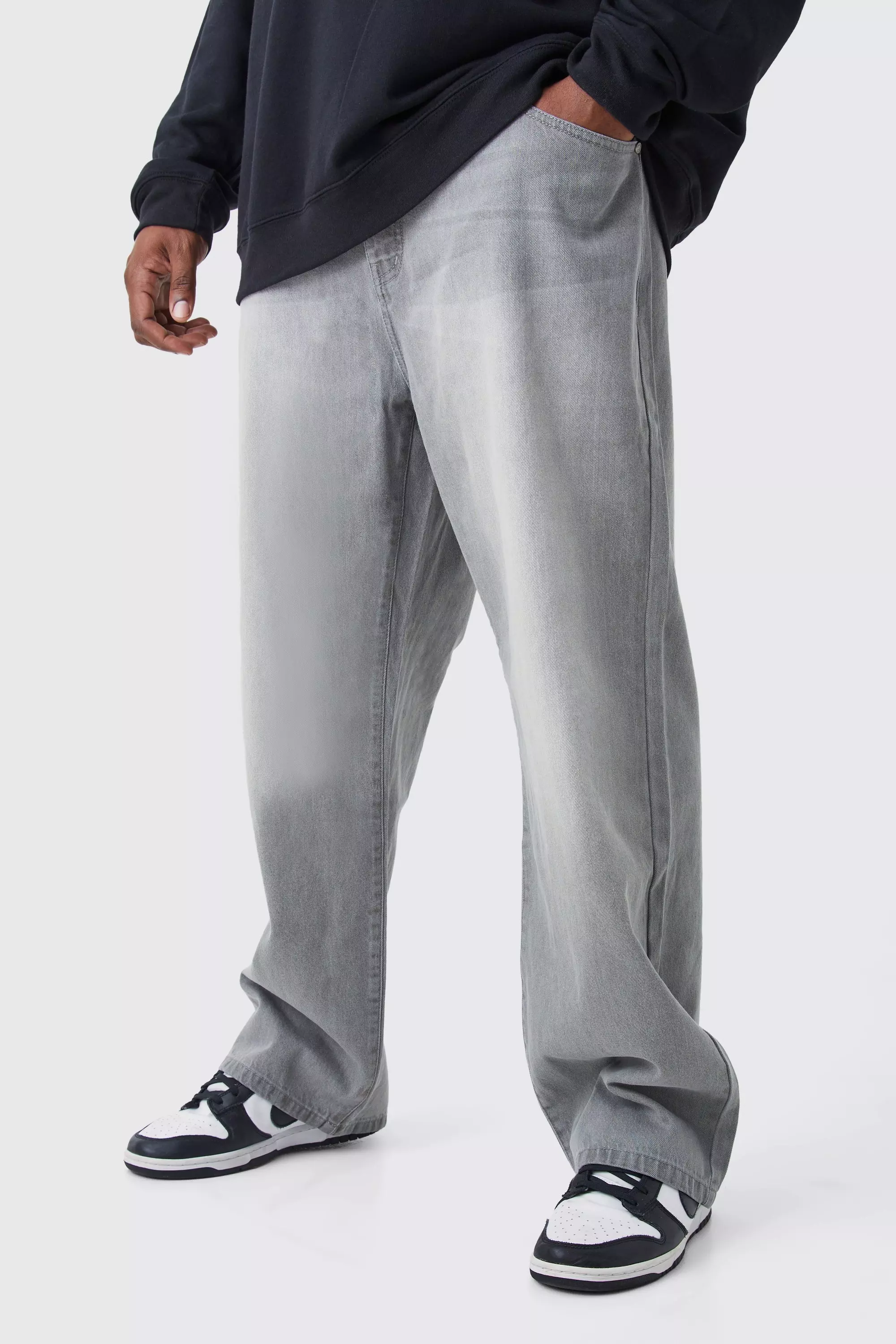 Jeans Taglie Forti Rilassati In Denim Rigido, Mid grey immagine alternativa