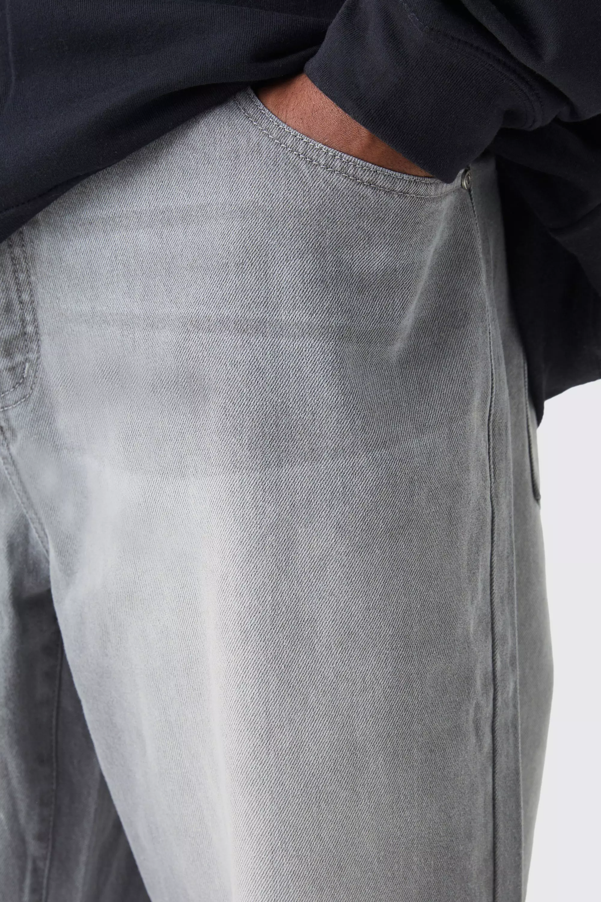 Jeans Taglie Forti Rilassati In Denim Rigido, Mid grey immagine alternativa