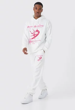 White Pour Homme Graphic Hooded Tracksuit