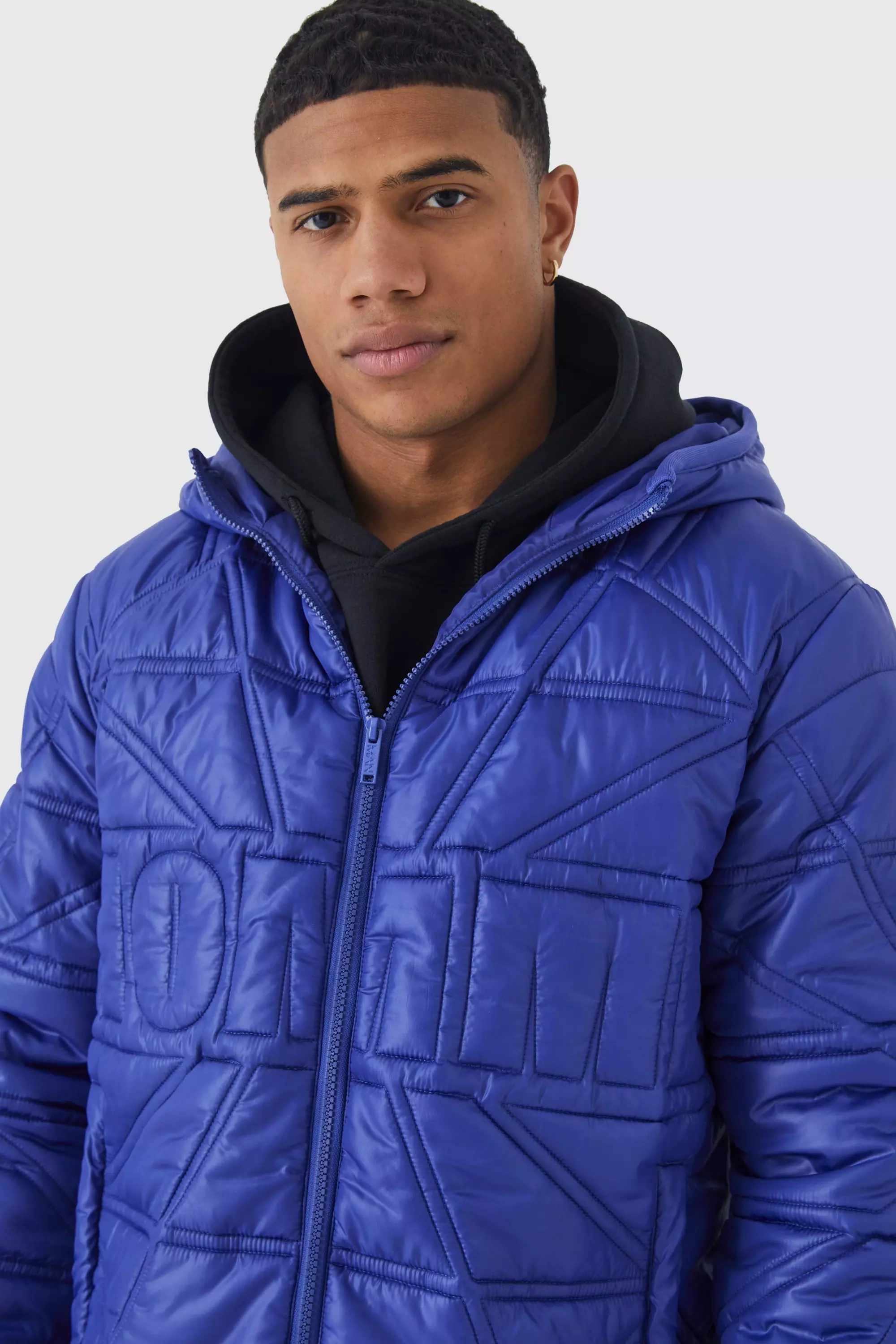 Blue Homme Quilted Puffer With Hood alternative image