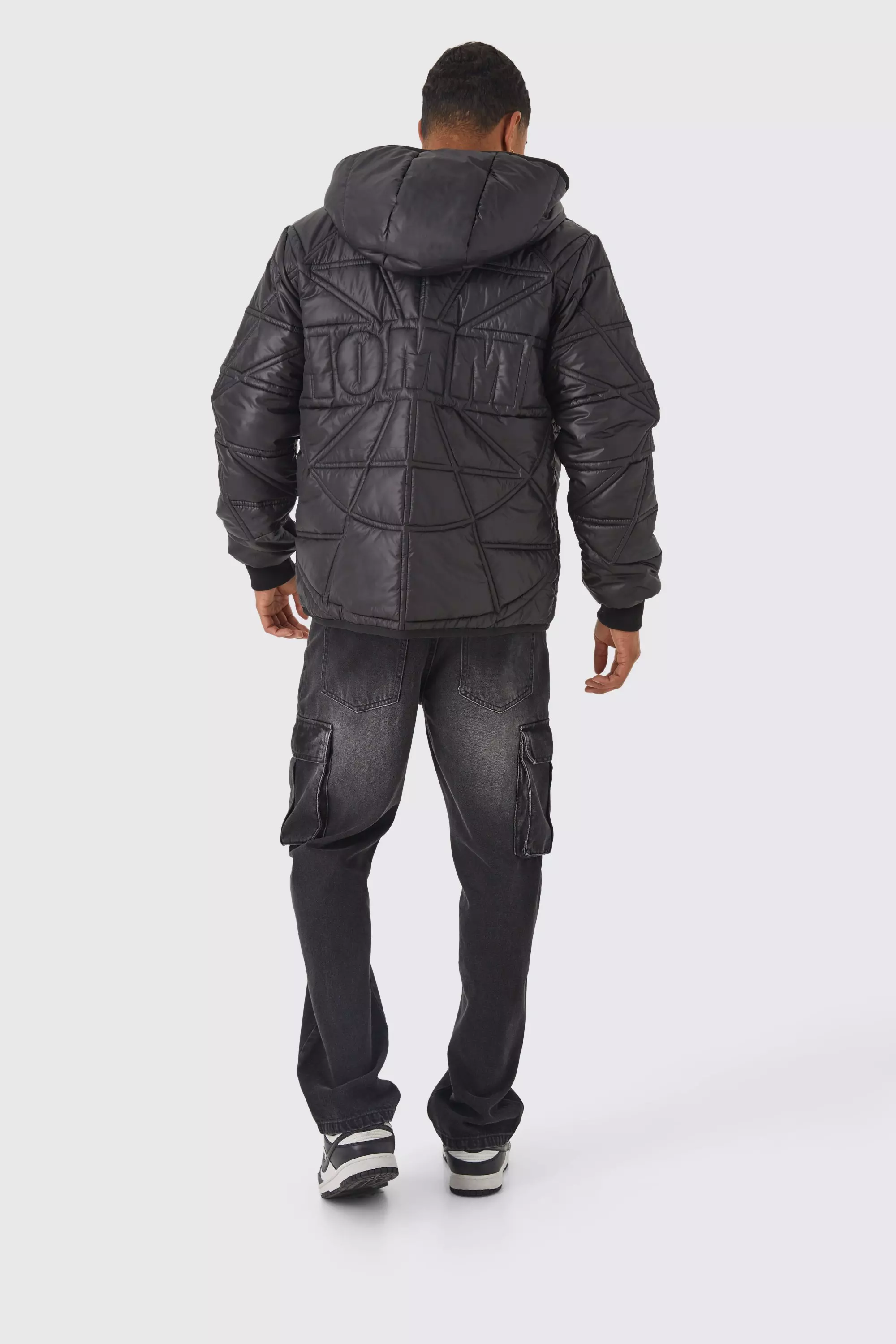 Black Homme Quilted Puffer With Hood alternative image